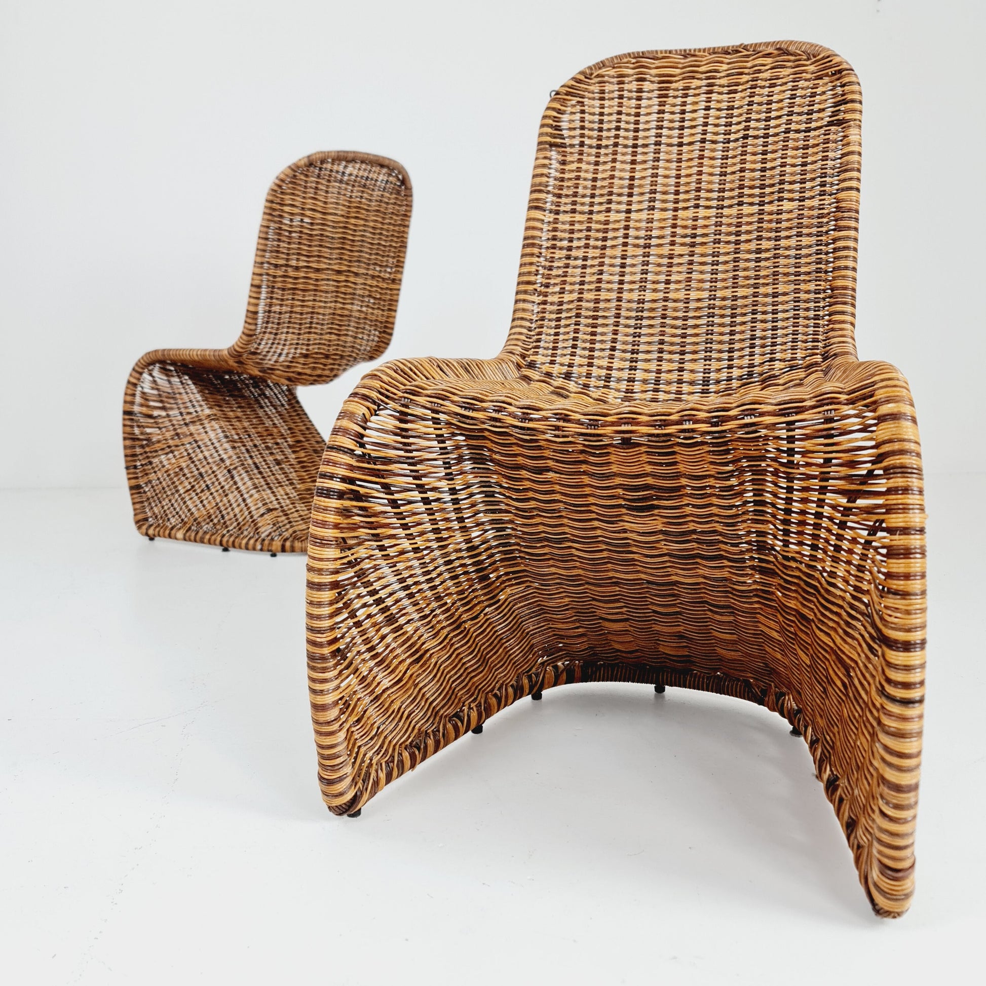 Mid century wicker chairs style of Verner Panton Germany, set of 2