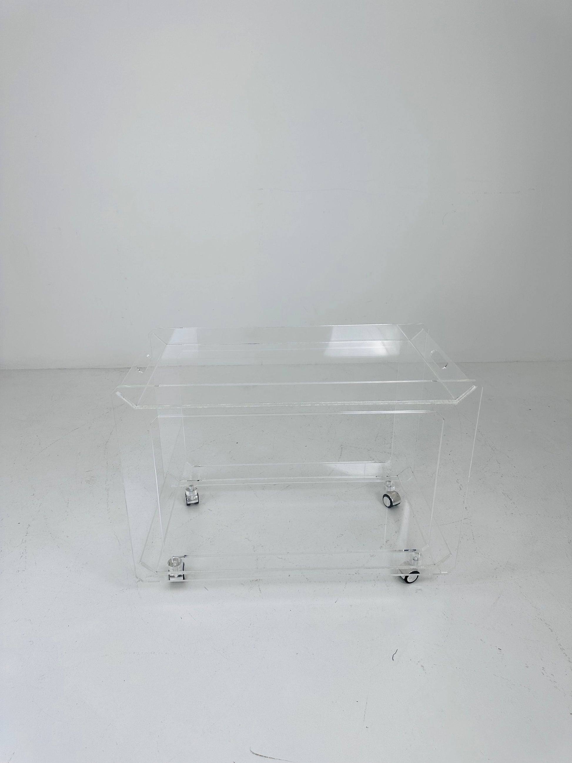 Italian acrylic LCP transparent trolley space age 1980s