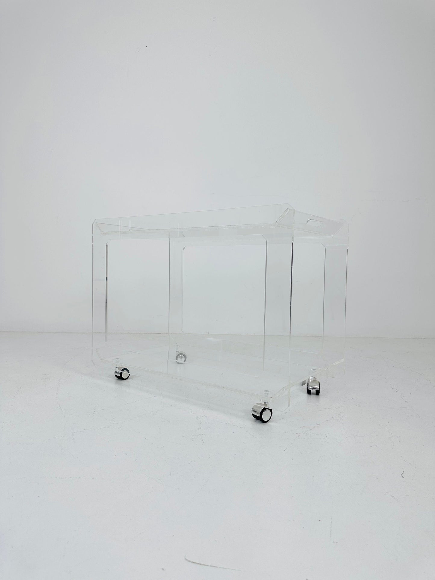 Italian acrylic LCP transparent trolley space age 1980s