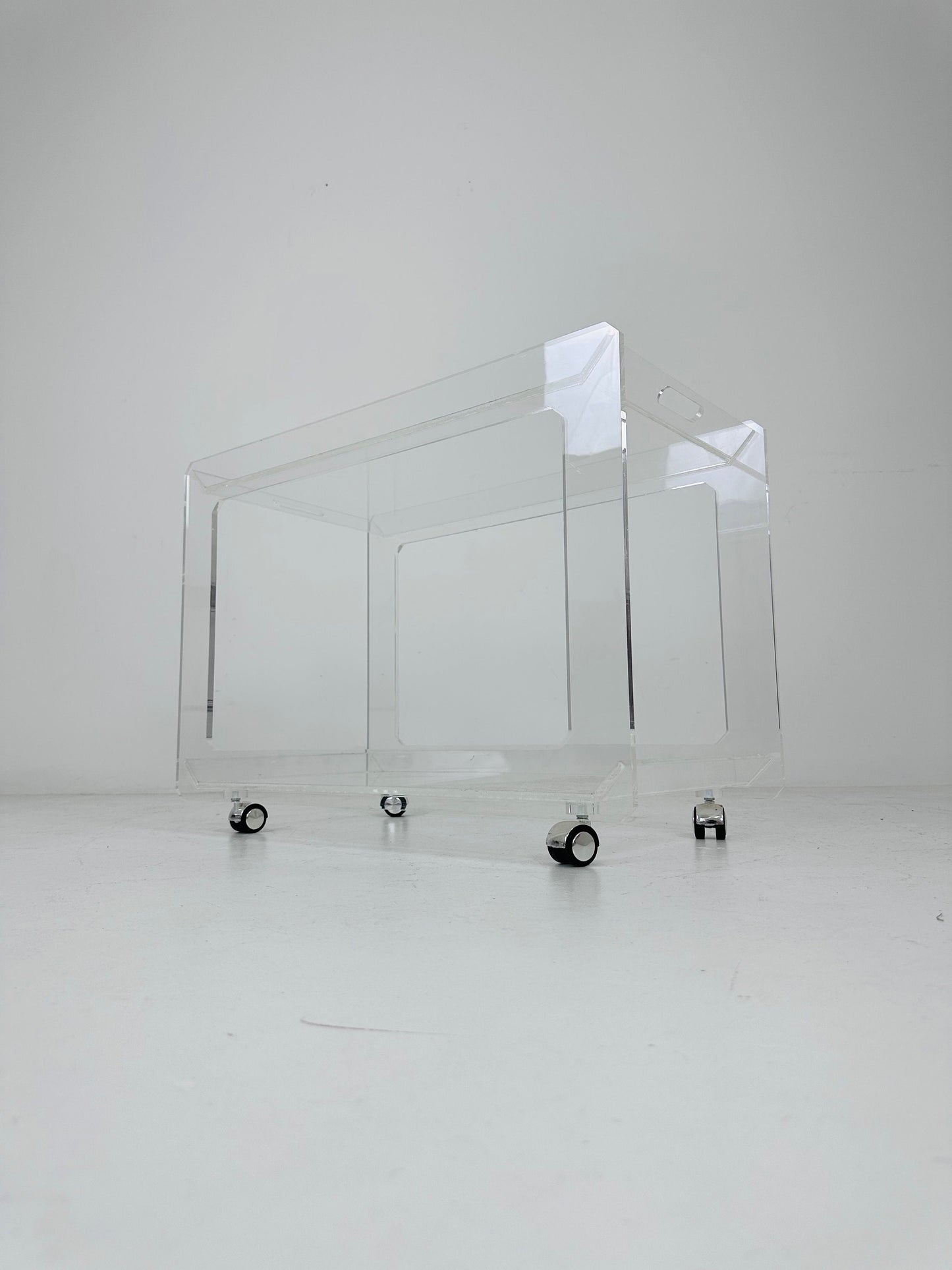 Italian acrylic LCP transparent trolley space age 1980s