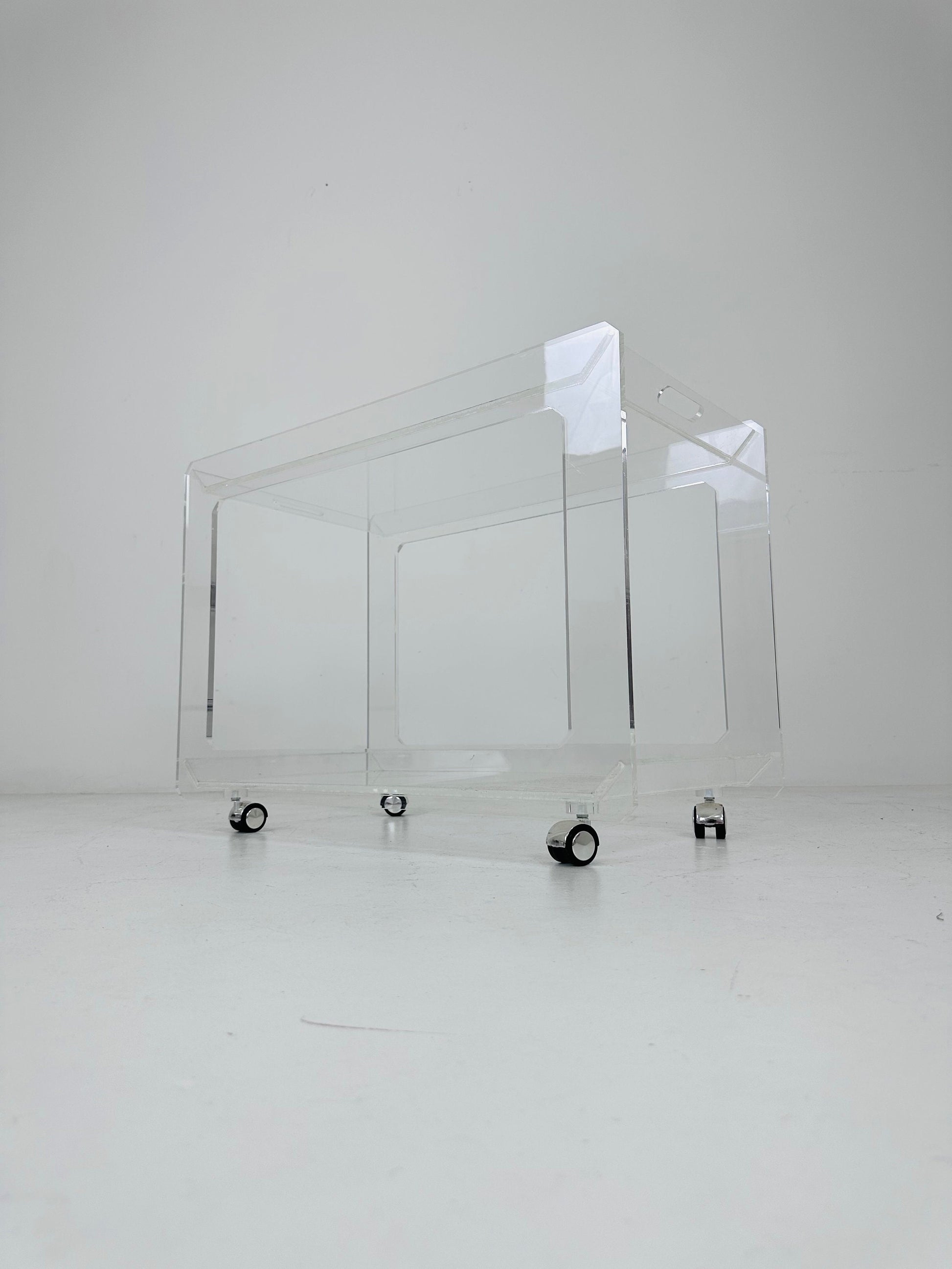 Italian acrylic LCP transparent trolley space age 1980s