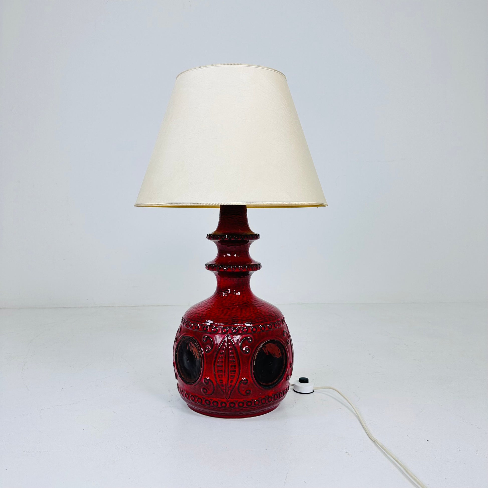 Mid century ceramic & glass table Lampe 1970s France