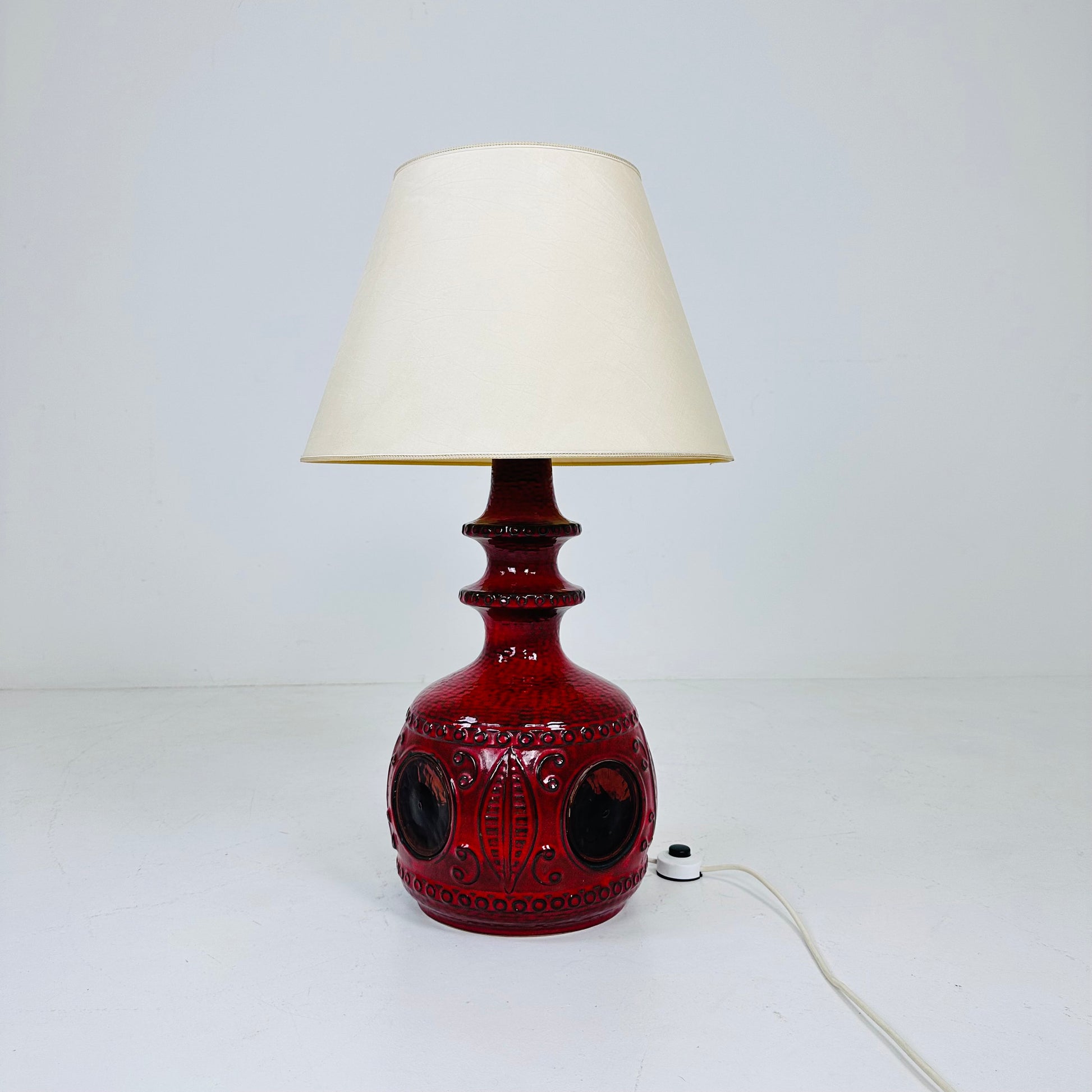 Mid century ceramic & glass table Lampe 1970s France
