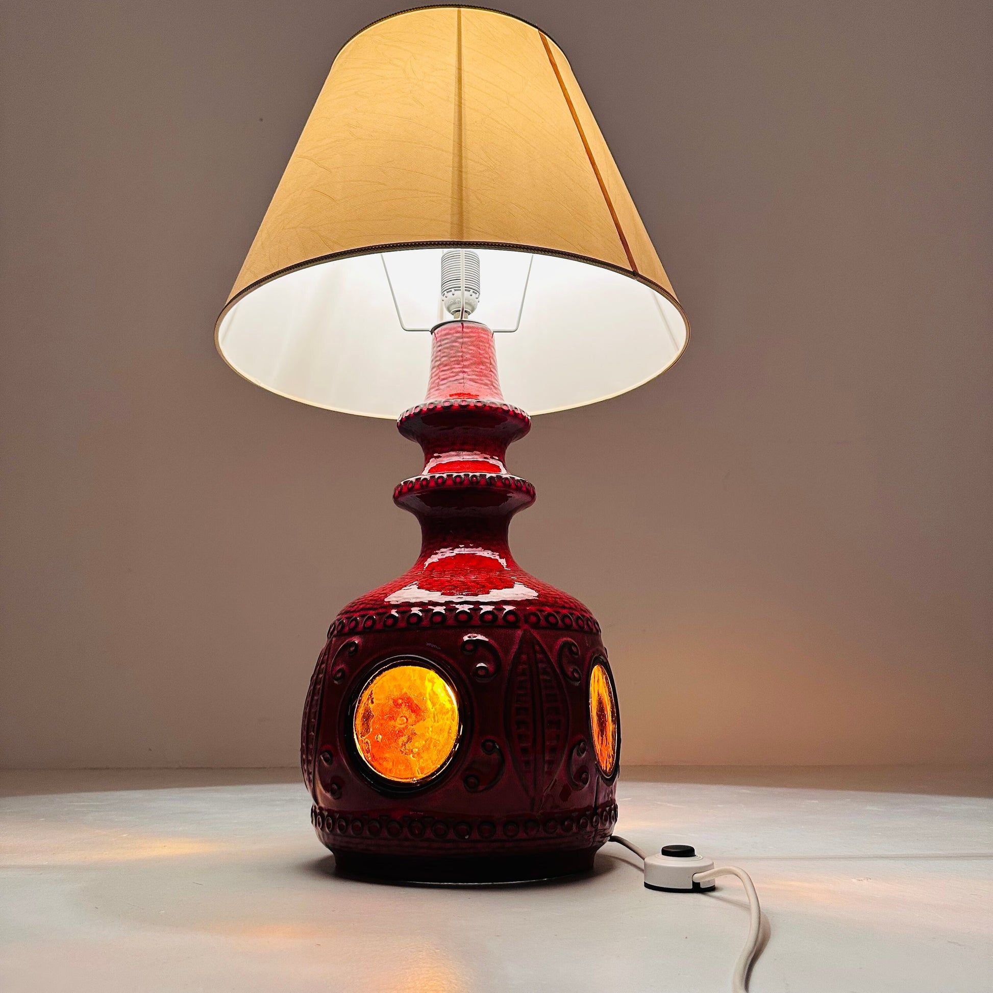 Mid century ceramic & glass table Lampe 1970s France