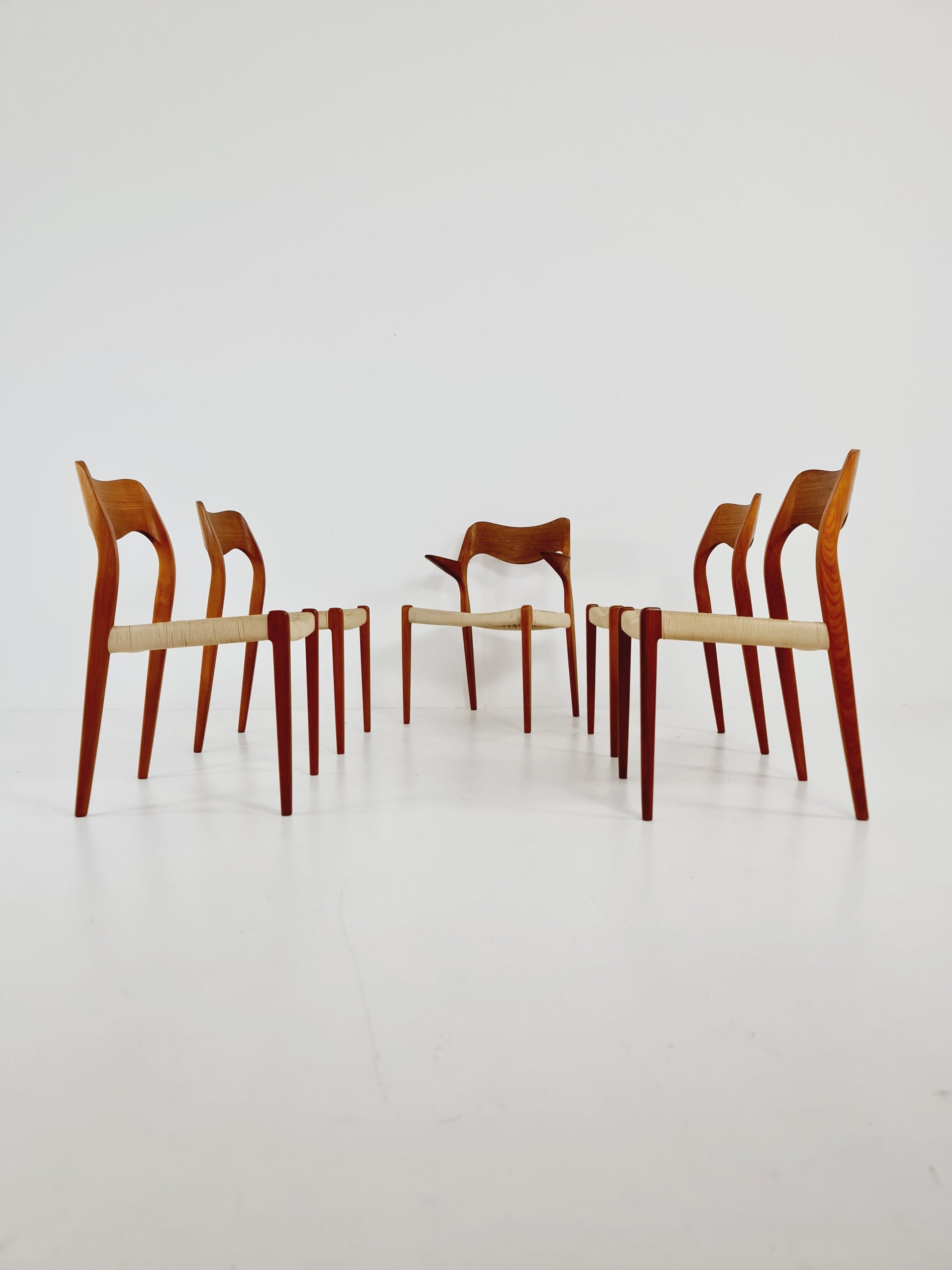 MidCentury Danish Teak Dining Chairs Niels O.Moller, modell 71, 1960s, set of 5