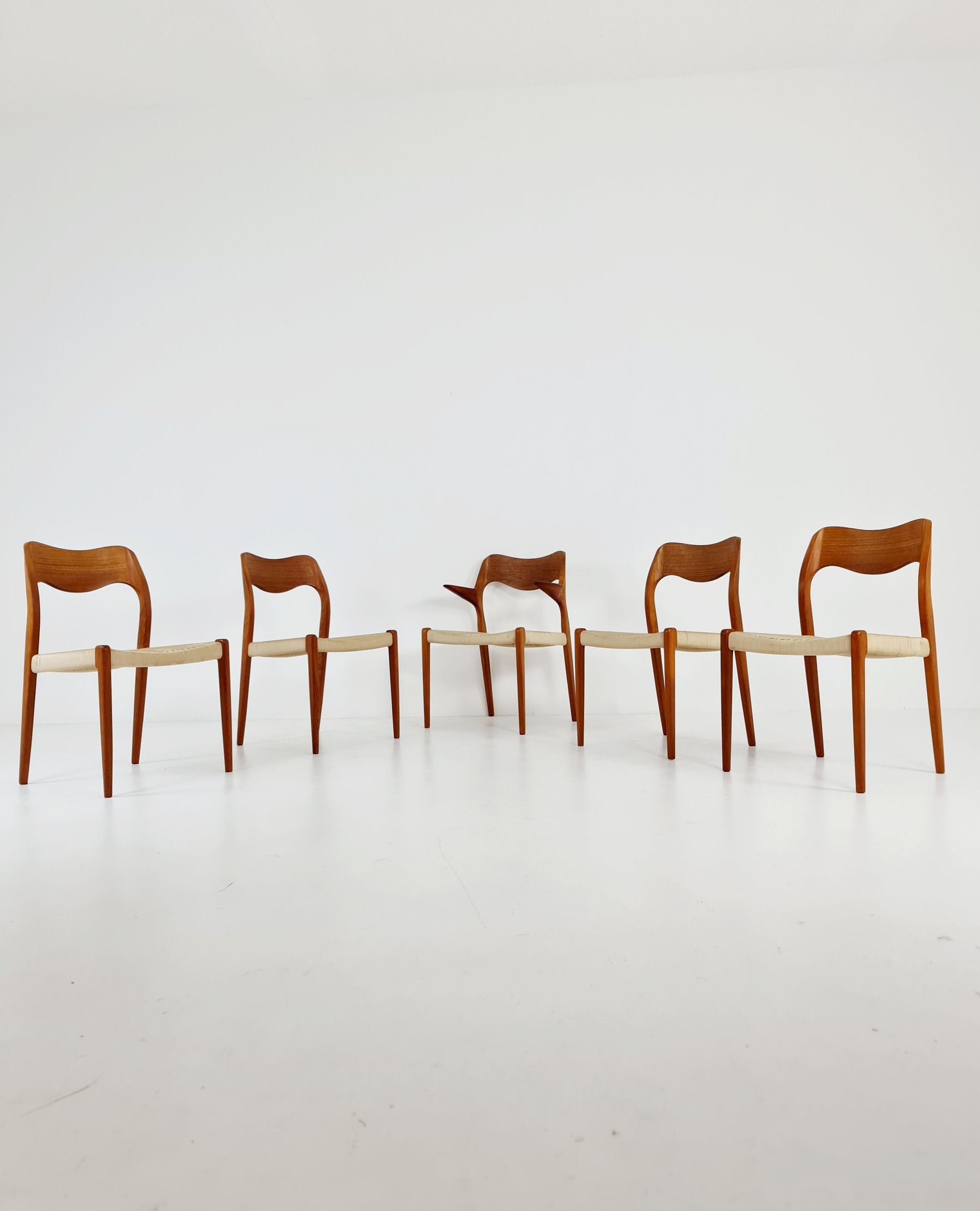 MidCentury Danish Teak Dining Chairs Niels O.Moller, modell 71, 1960s, set of 5