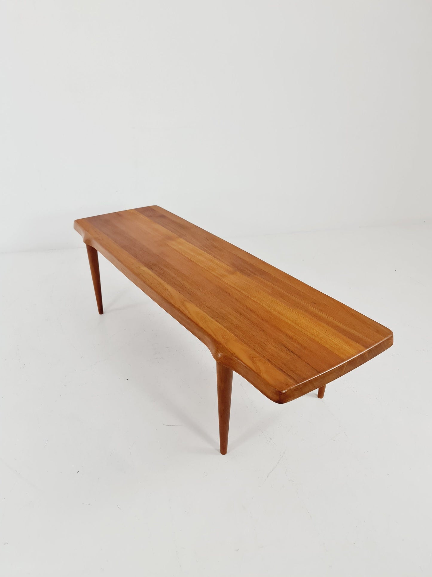 Danish solid teak coffee table by John Bonne for Mikael laursen, 1960s
