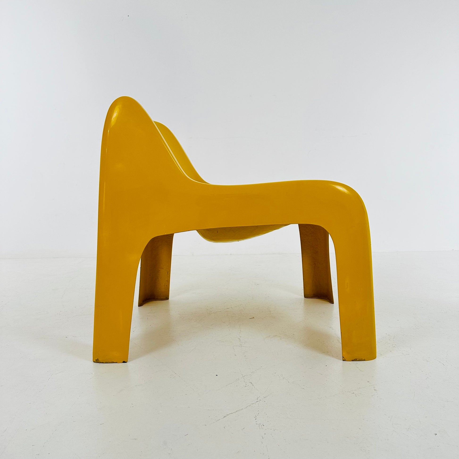 Space Age vintage lounge chair model Anatomial yellow color by Ahti Kotikoski 1968s for Asko Finland.