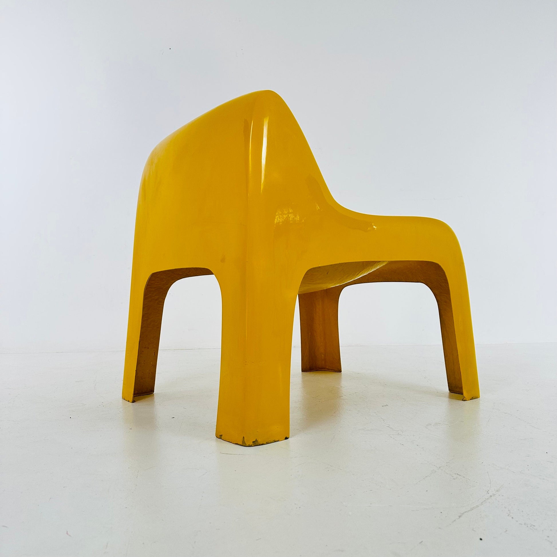 Space Age vintage lounge chair model Anatomial yellow color by Ahti Kotikoski 1968s for Asko Finland.