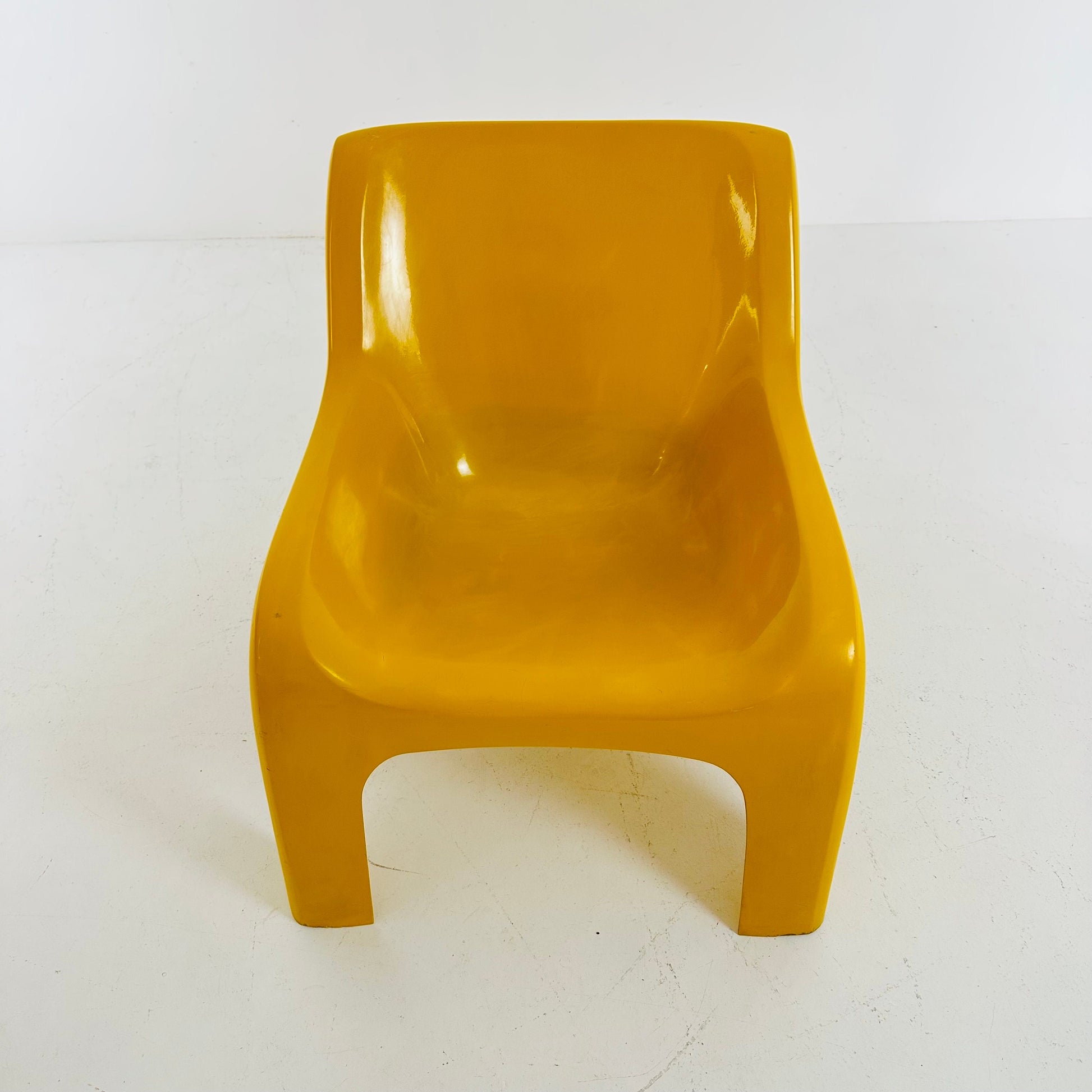 Space Age vintage lounge chair model Anatomial yellow color by Ahti Kotikoski 1968s for Asko Finland.