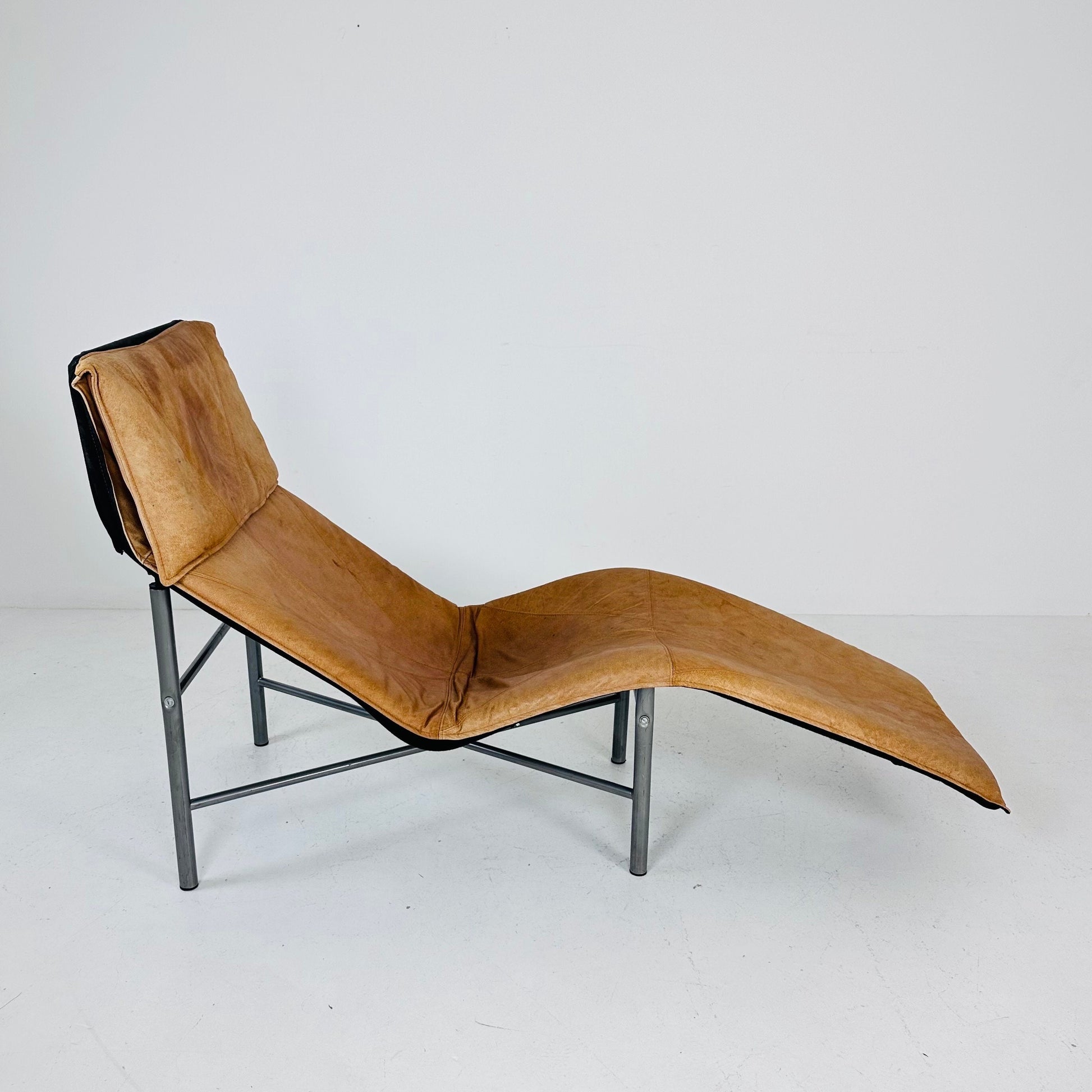 Mid century scandinavian Skye lounge chair by Tord BJORKLUND for Ikea in cognac leather 1970s