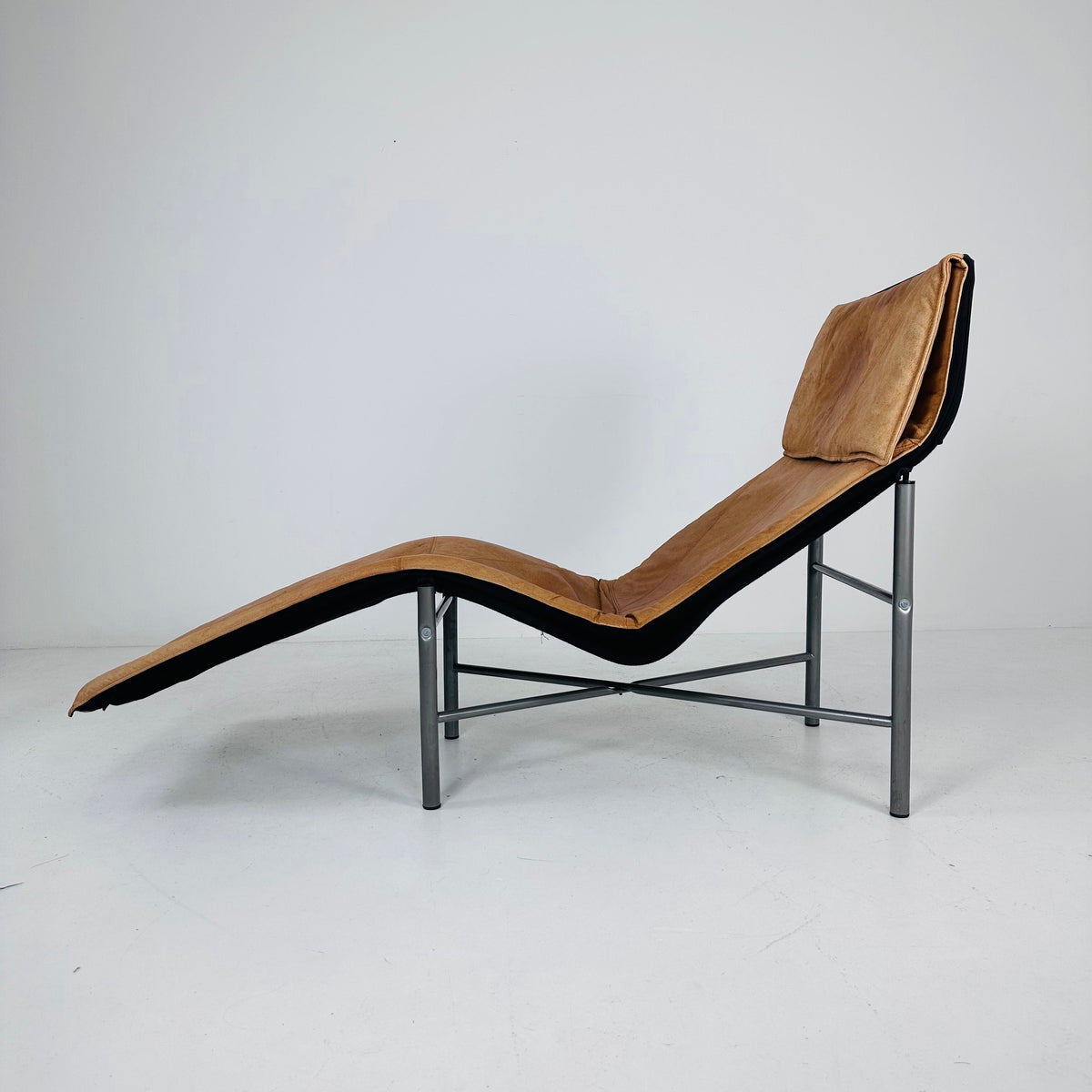 Mid century scandinavian Skye lounge chair by Tord BJORKLUND for Ikea in cognac leather 1970s