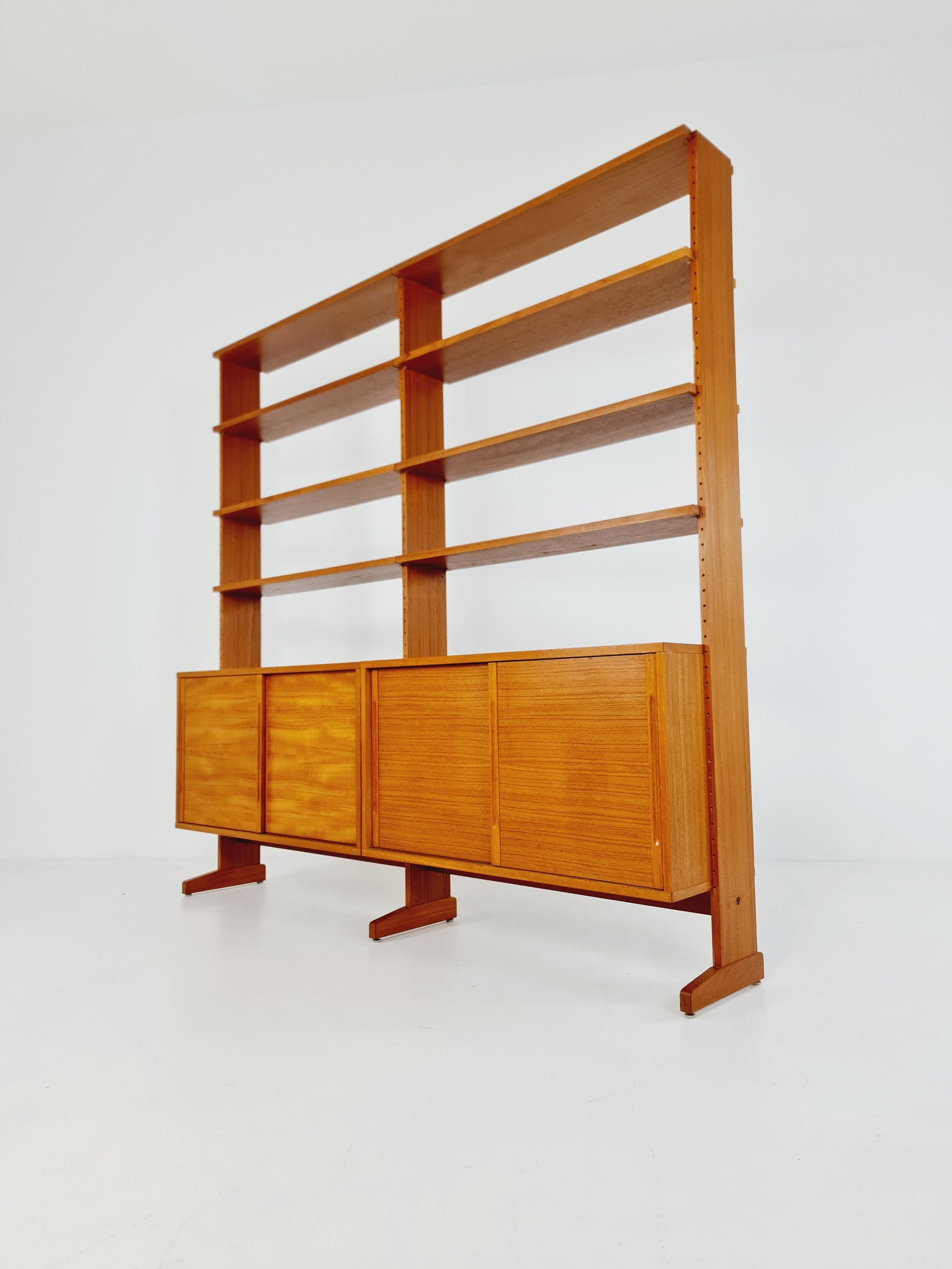Danish teak room divider modular vintage library bookcase shelf-system by L Chr Larsen & Søn, 1960s