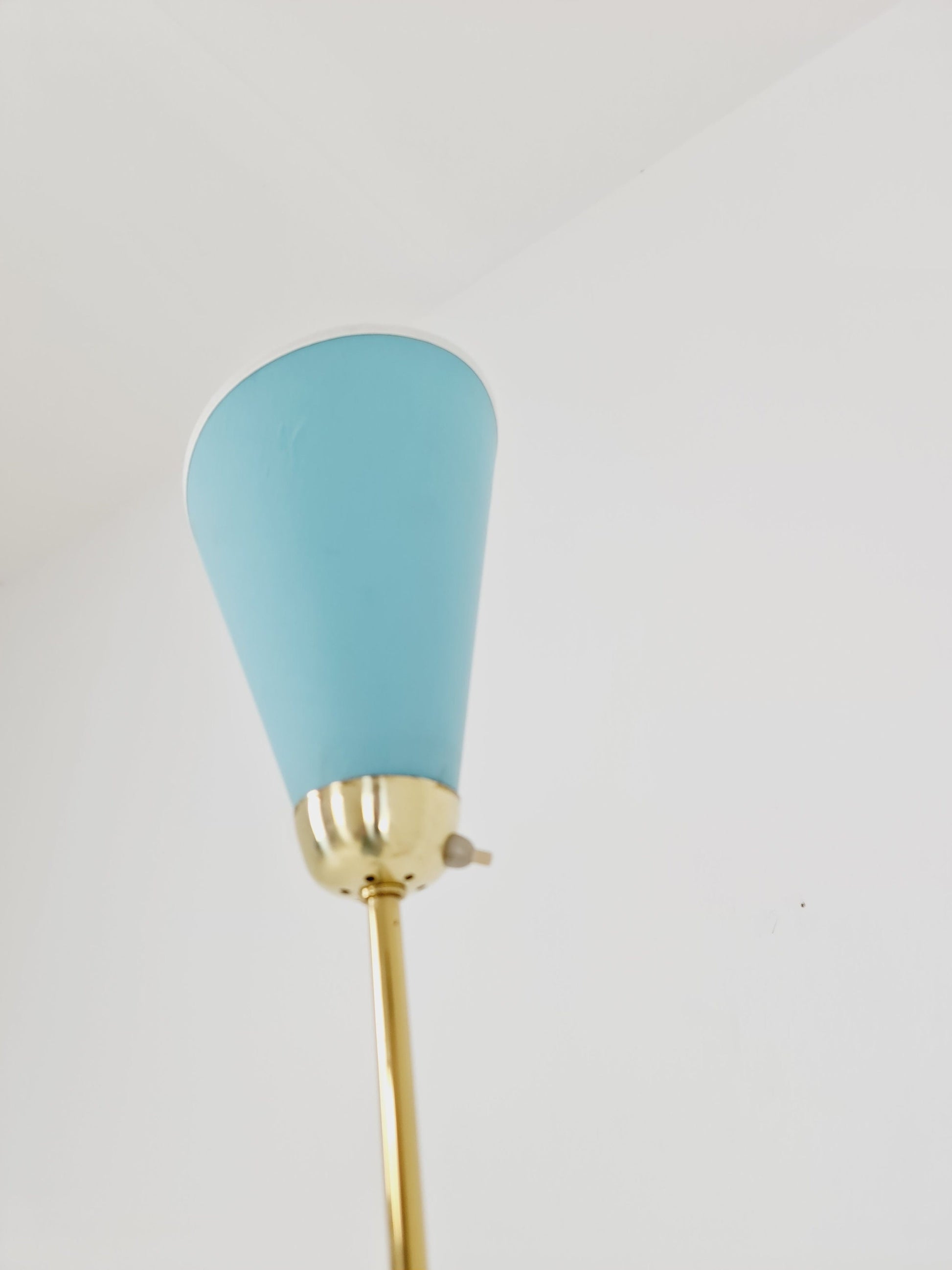 Mid century brass German Arc floor lamp with flex arms, 1960s
