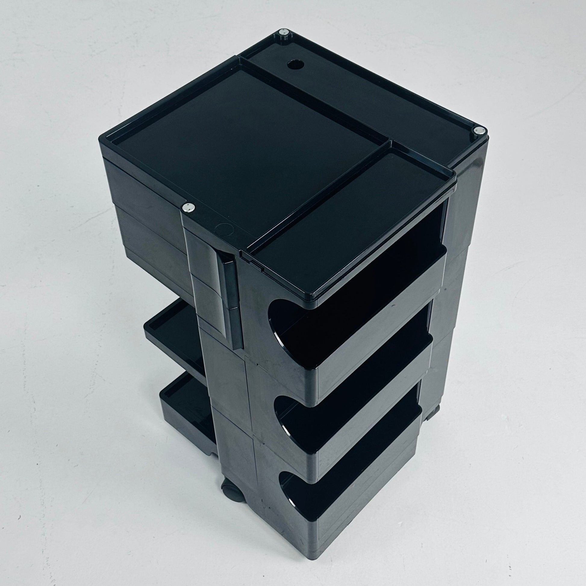 Space Age black B-line Boby storage trolley by Joe Colombo for Bieffeplast Italy 1970s