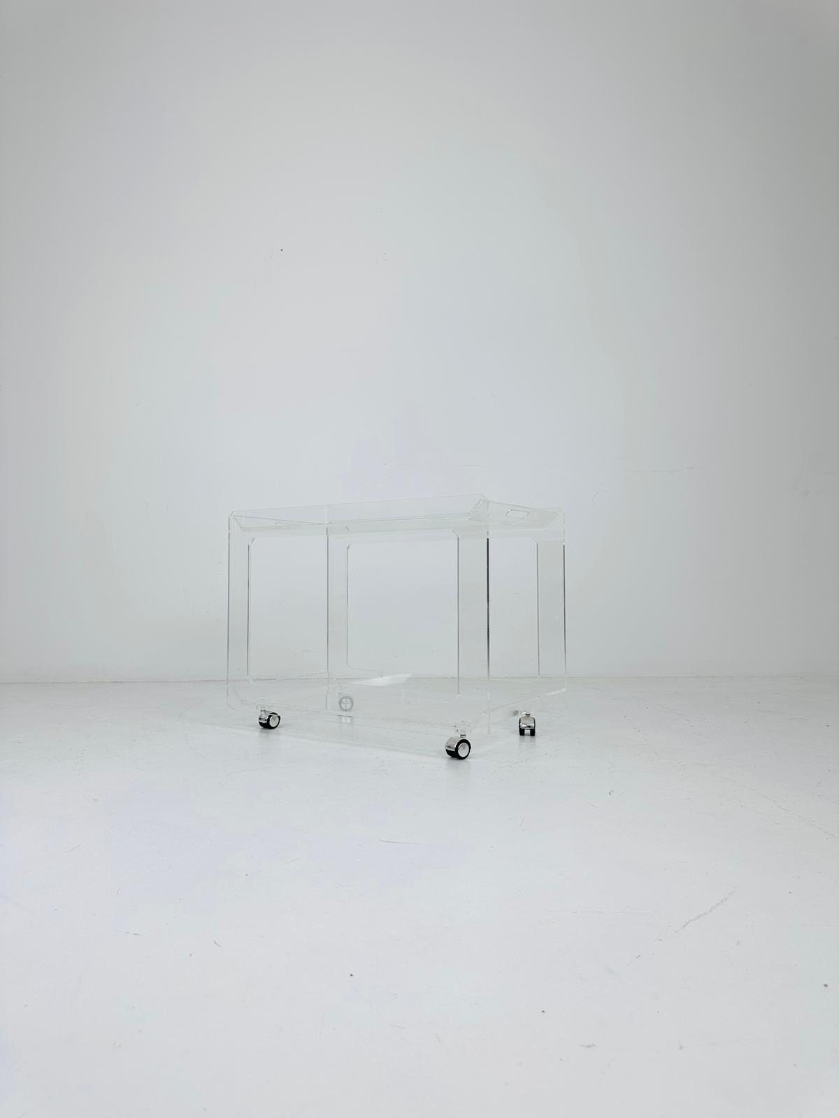 Italian acrylic LCP transparent trolley space age 1980s