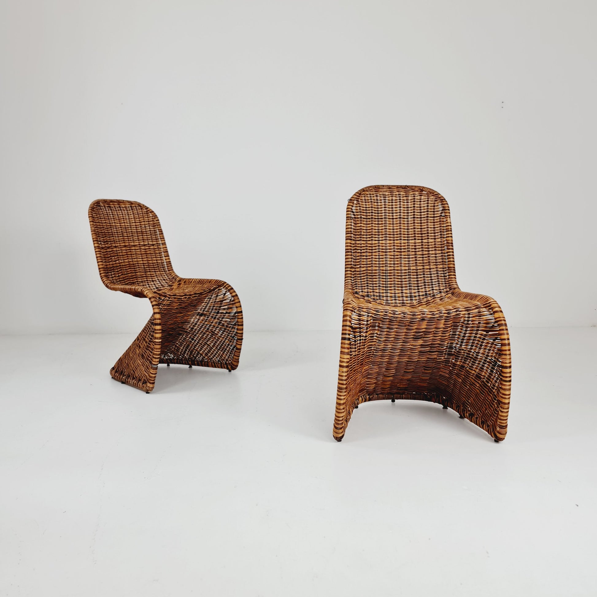 Mid century wicker chairs style of Verner Panton Germany, set of 2