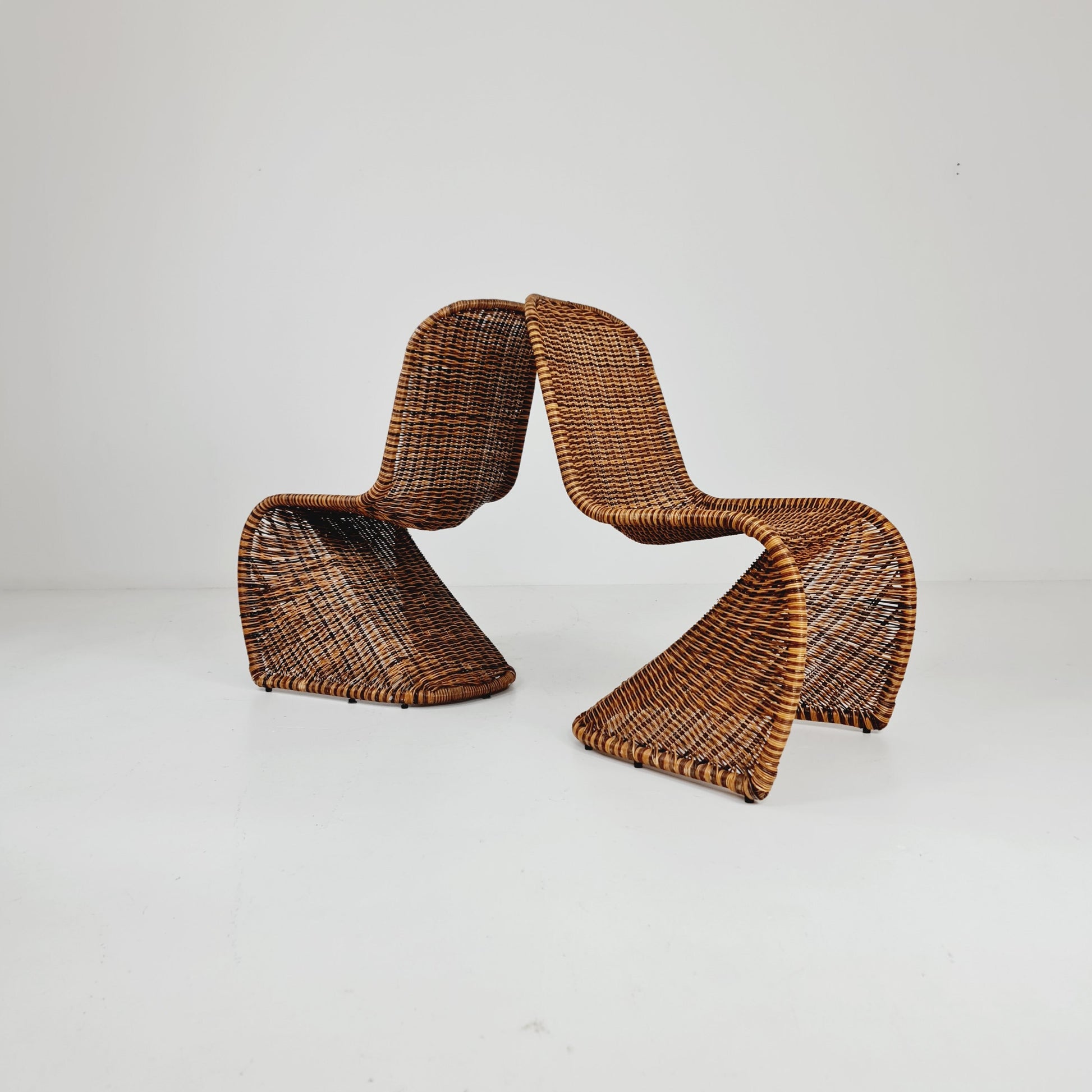 Mid century wicker chairs style of Verner Panton Germany, set of 2