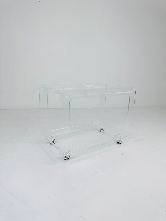 Italian acrylic LCP transparent trolley space age 1980s