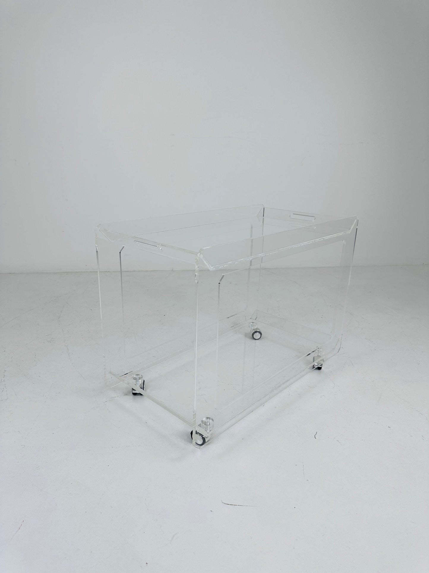 Italian acrylic LCP transparent trolley space age 1980s