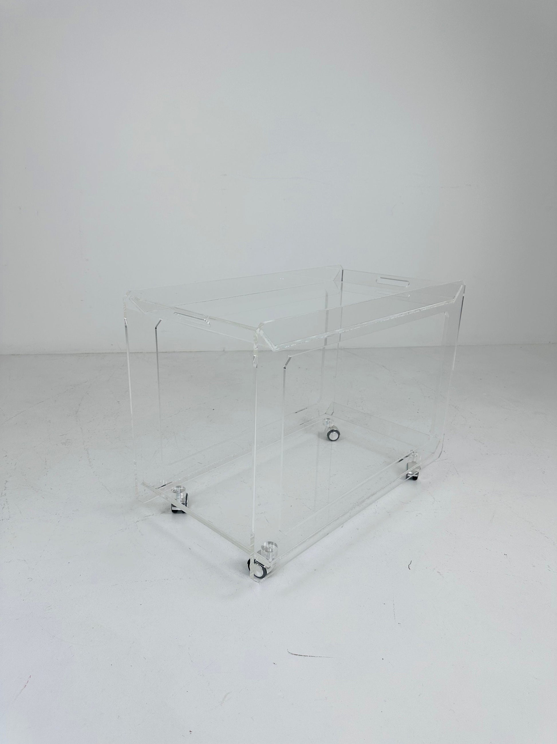 Italian acrylic LCP transparent trolley space age 1980s