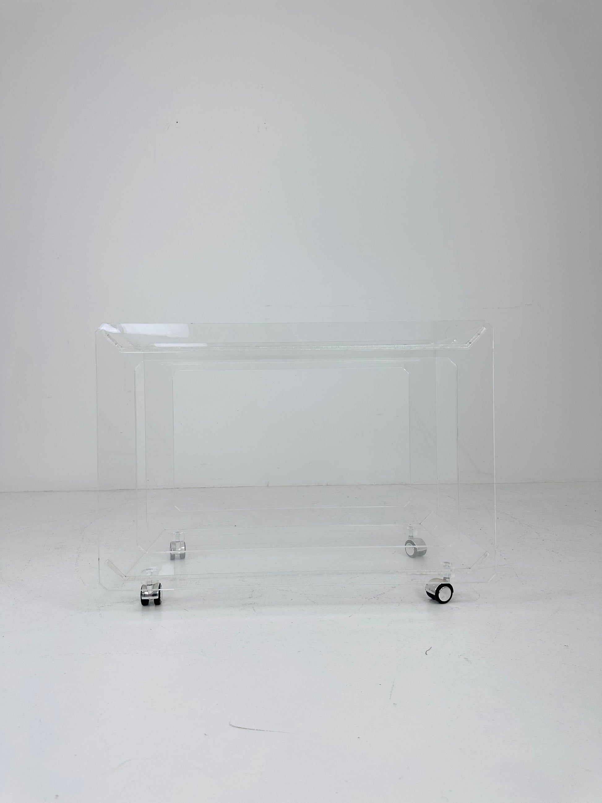 Italian acrylic LCP transparent trolley space age 1980s
