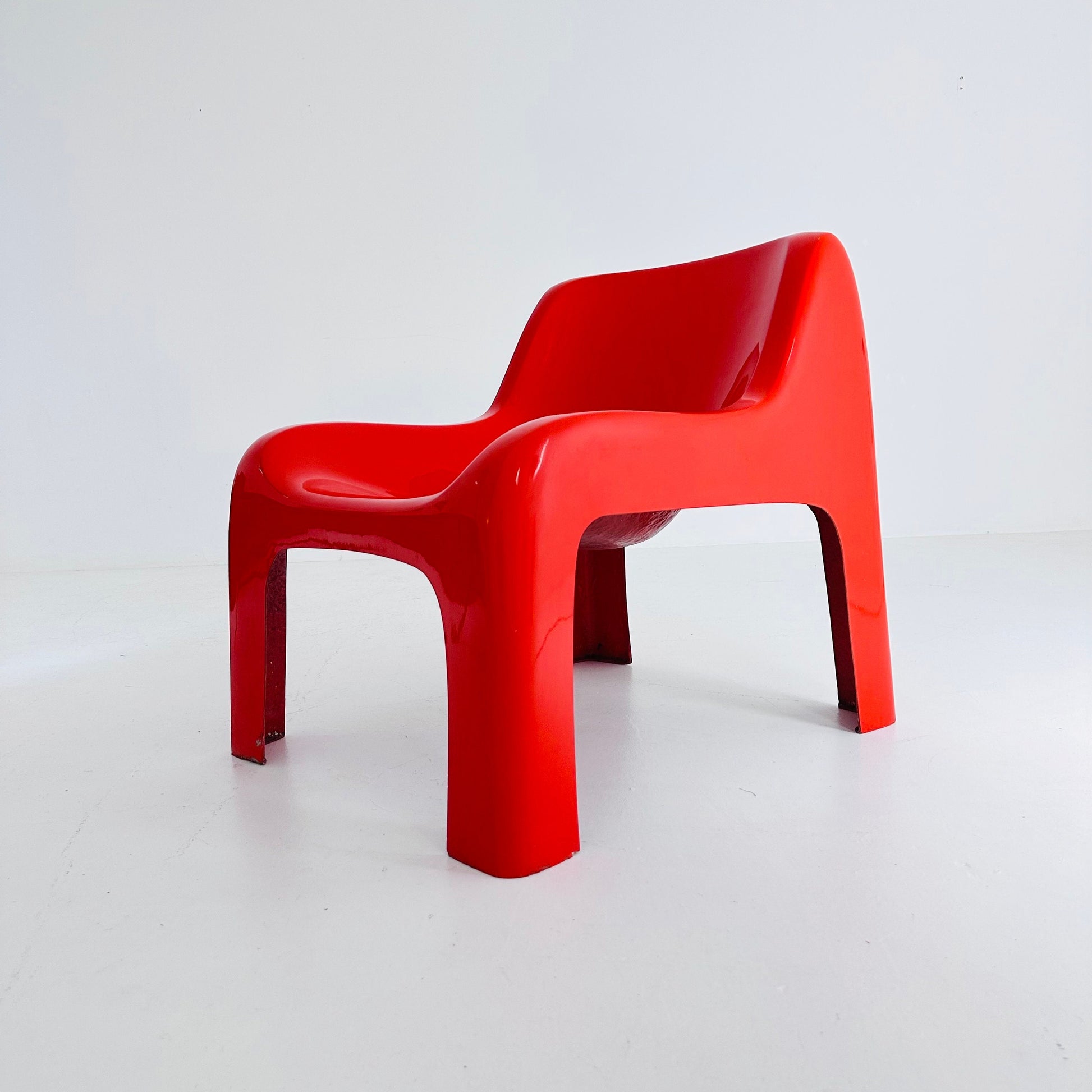 Space Age vintage lounge chair model Anatomial red color by Ahti Kotikoski 1968s for Asko Finland.