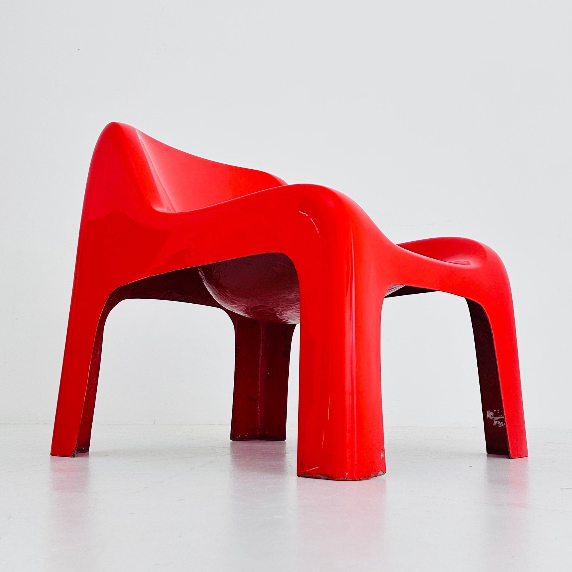 Space Age vintage lounge chair model Anatomial red color by Ahti Kotikoski 1968s for Asko Finland.