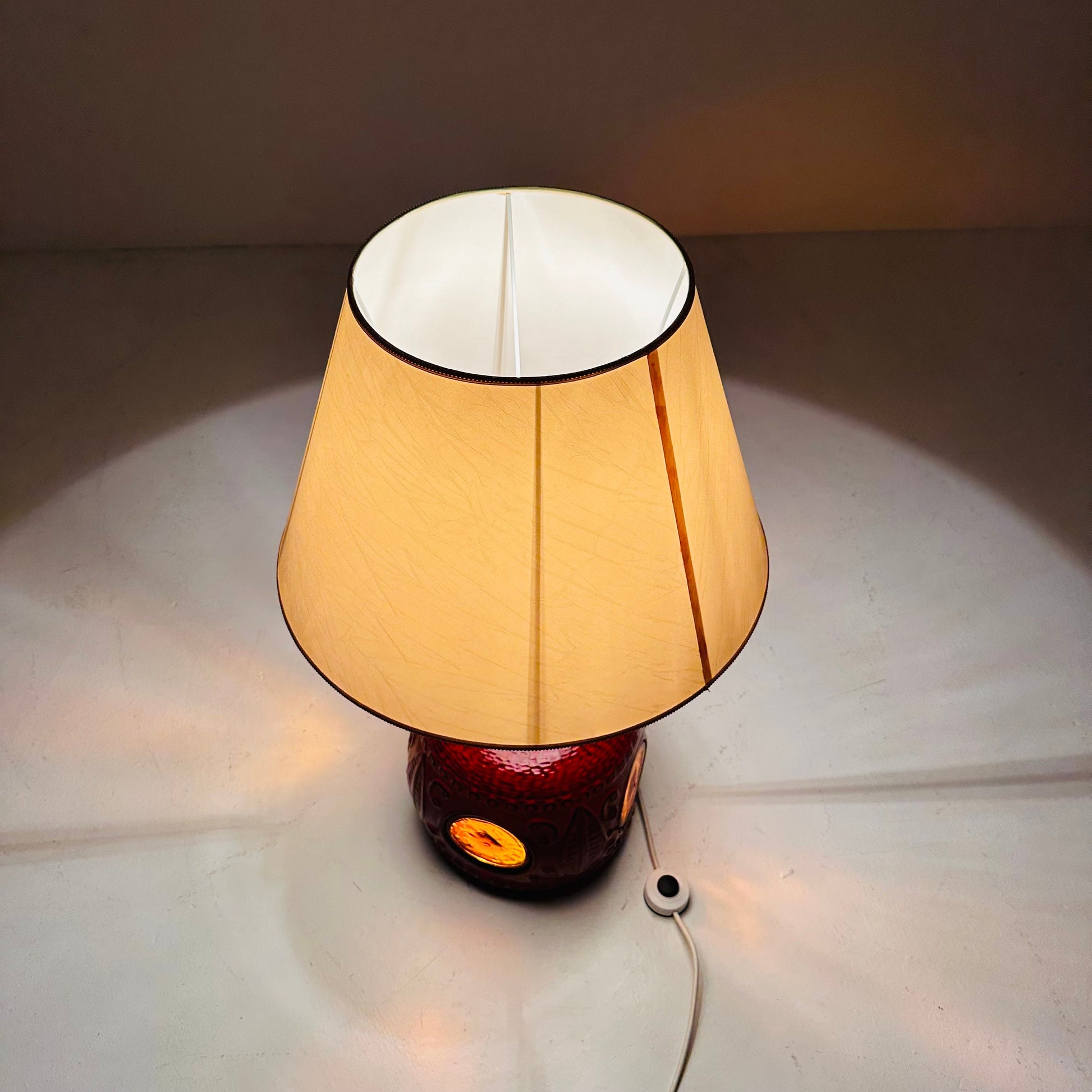 Mid century ceramic & glass table Lampe 1970s France
