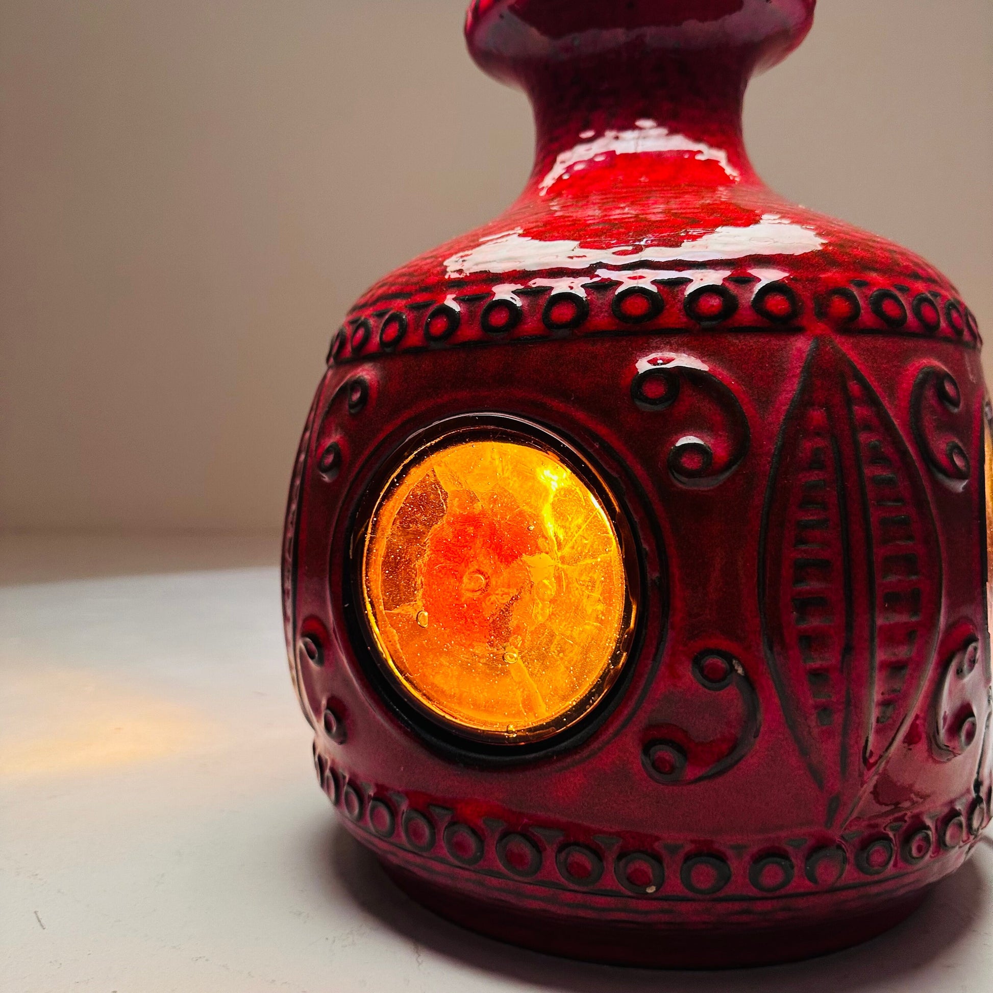 Mid century ceramic & glass table Lampe 1970s France