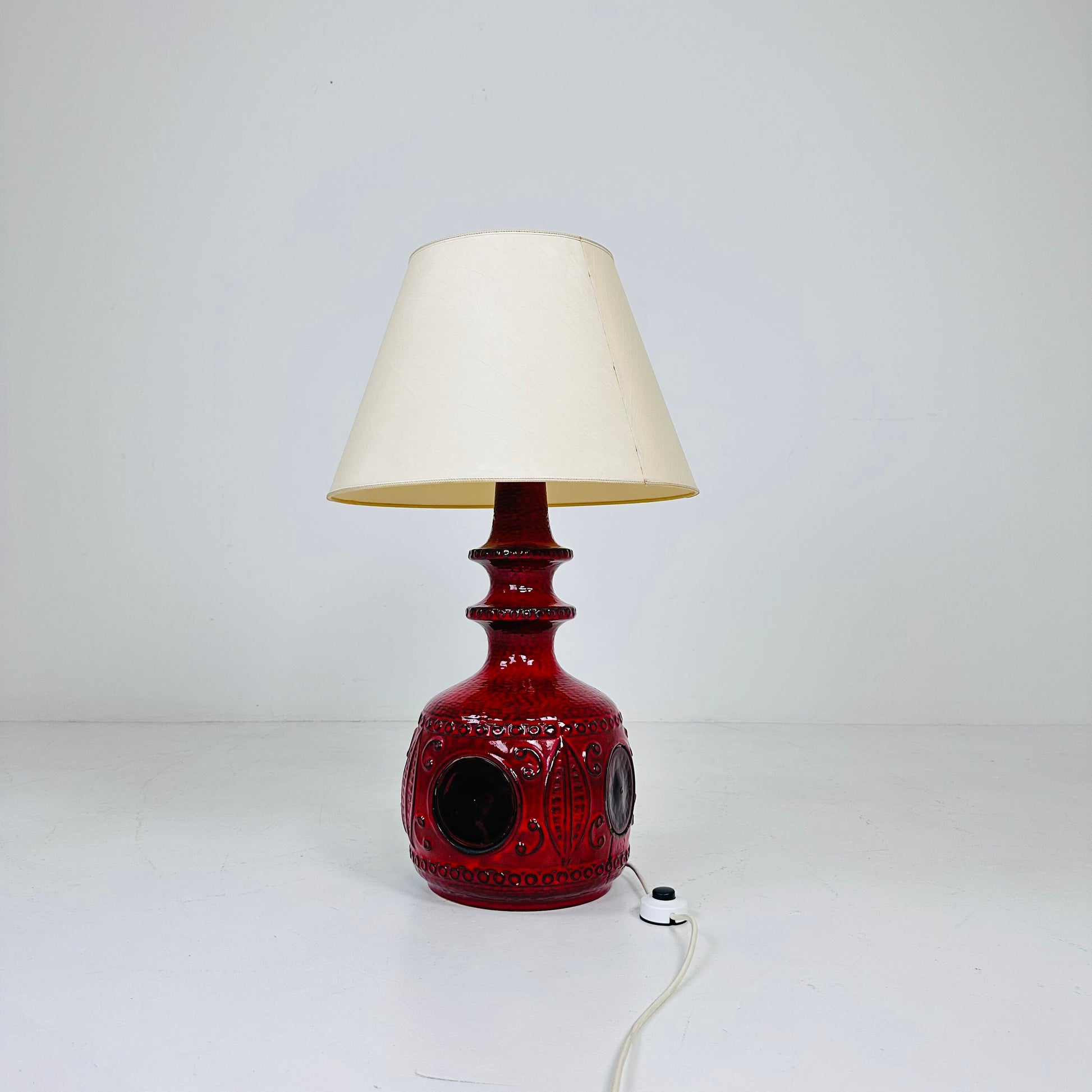 Mid century ceramic & glass table Lampe 1970s France