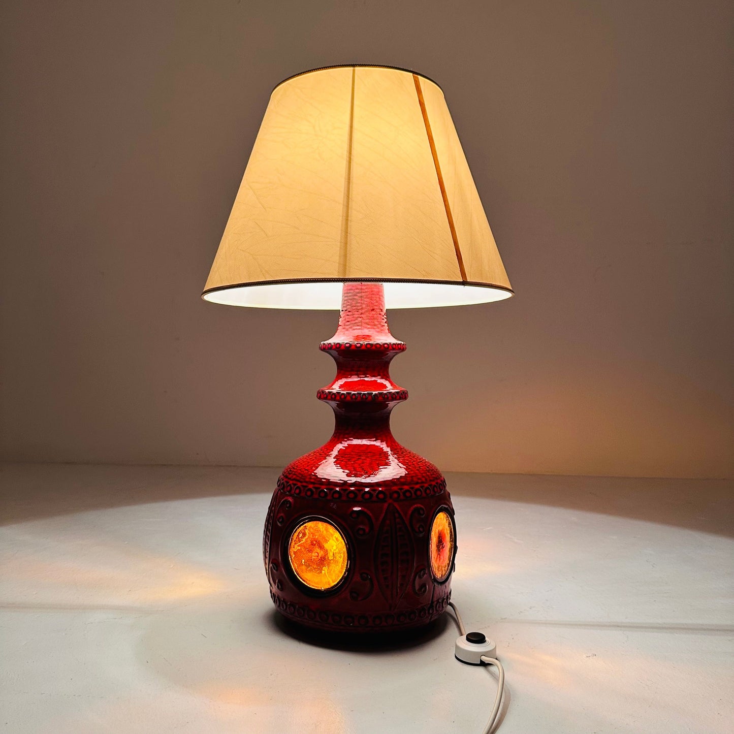 Mid century ceramic & glass table Lampe 1970s France