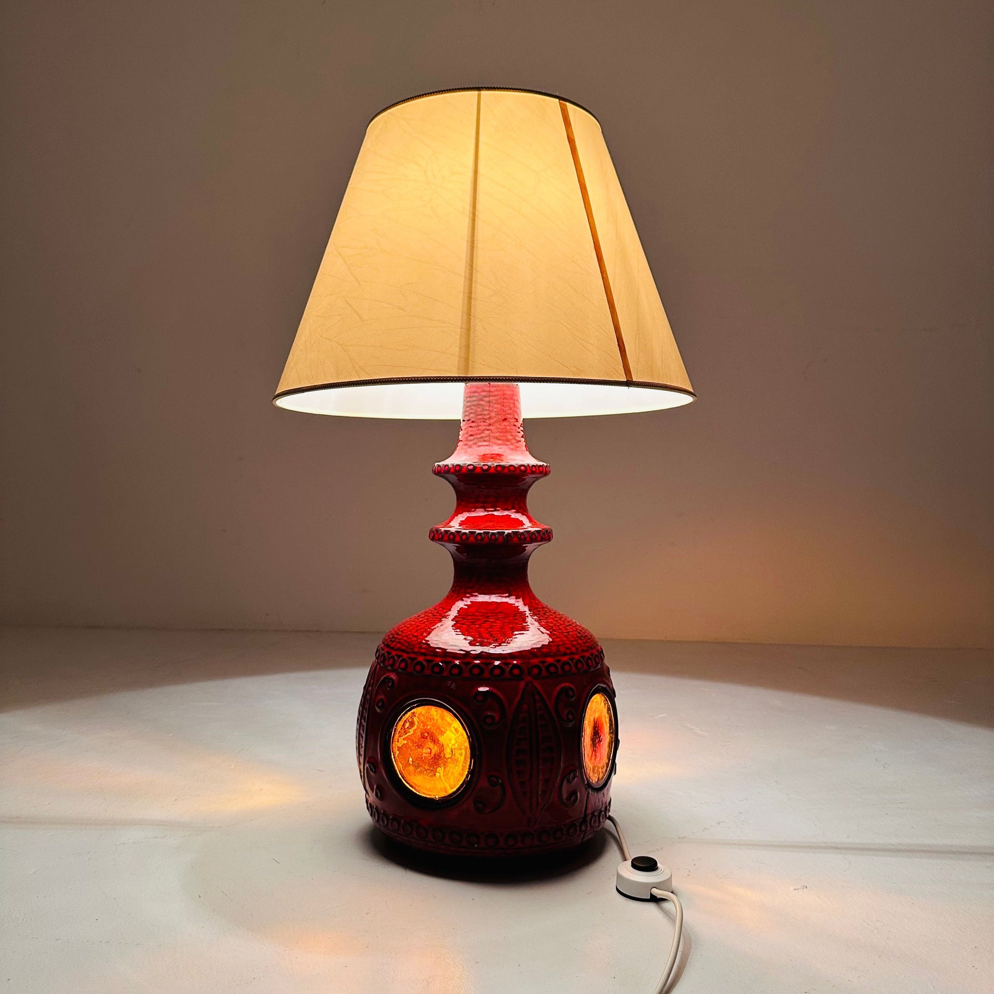 Mid century ceramic & glass table Lampe 1970s France