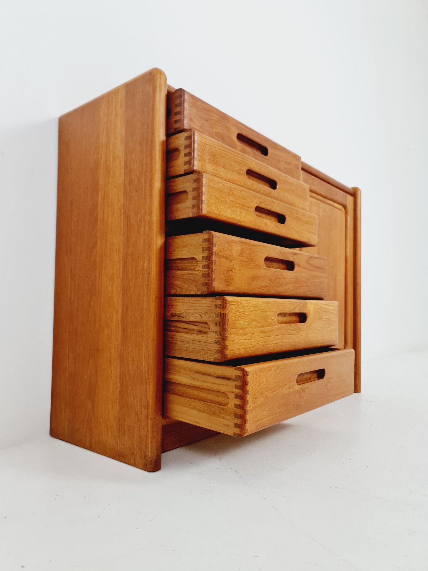 Midcentury Danish chest of drawers / drawer dresser /6 drawer solid teak tallboy by Dyrlund, 1960s