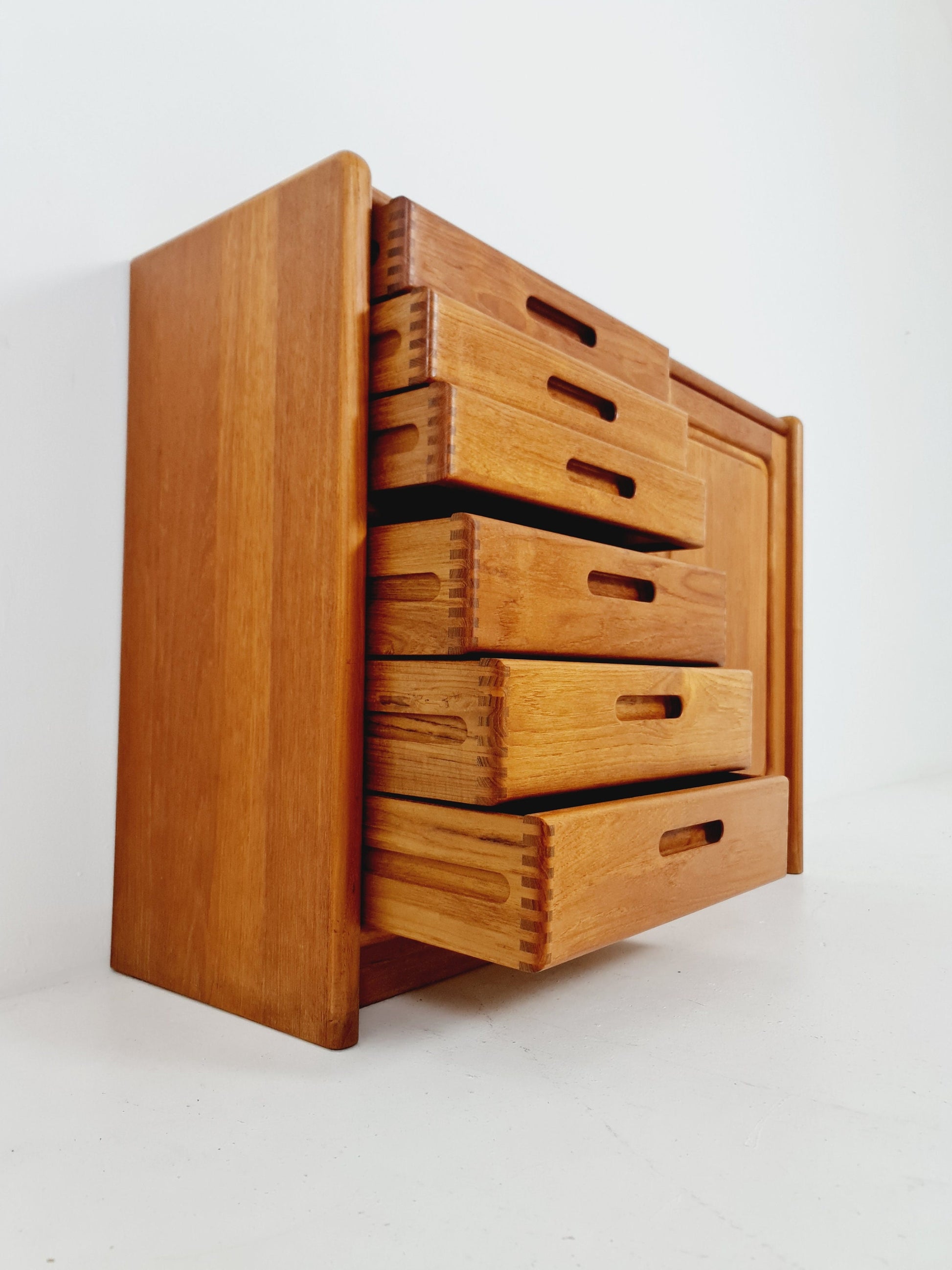 Midcentury Danish chest of drawers / drawer dresser /6 drawer solid teak tallboy by Dyrlund, 1960s