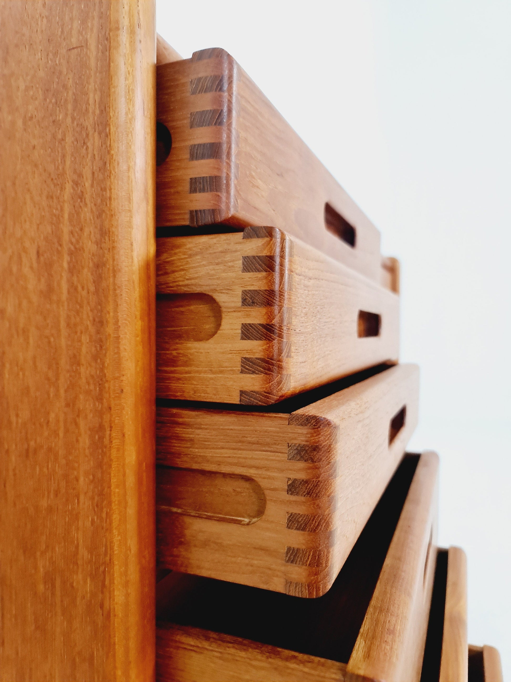 Midcentury Danish chest of drawers / drawer dresser /6 drawer solid teak tallboy by Dyrlund, 1960s