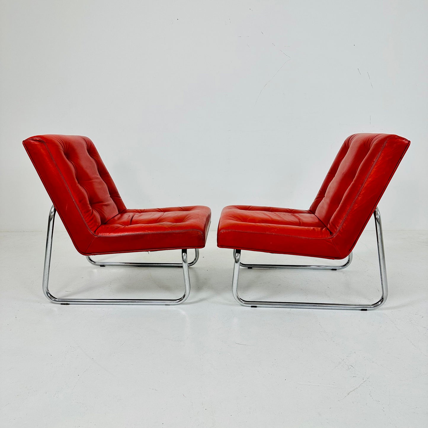 Set of 2 vintage Austrian low lounge chairs By Wiesner Hager Austria 1960s