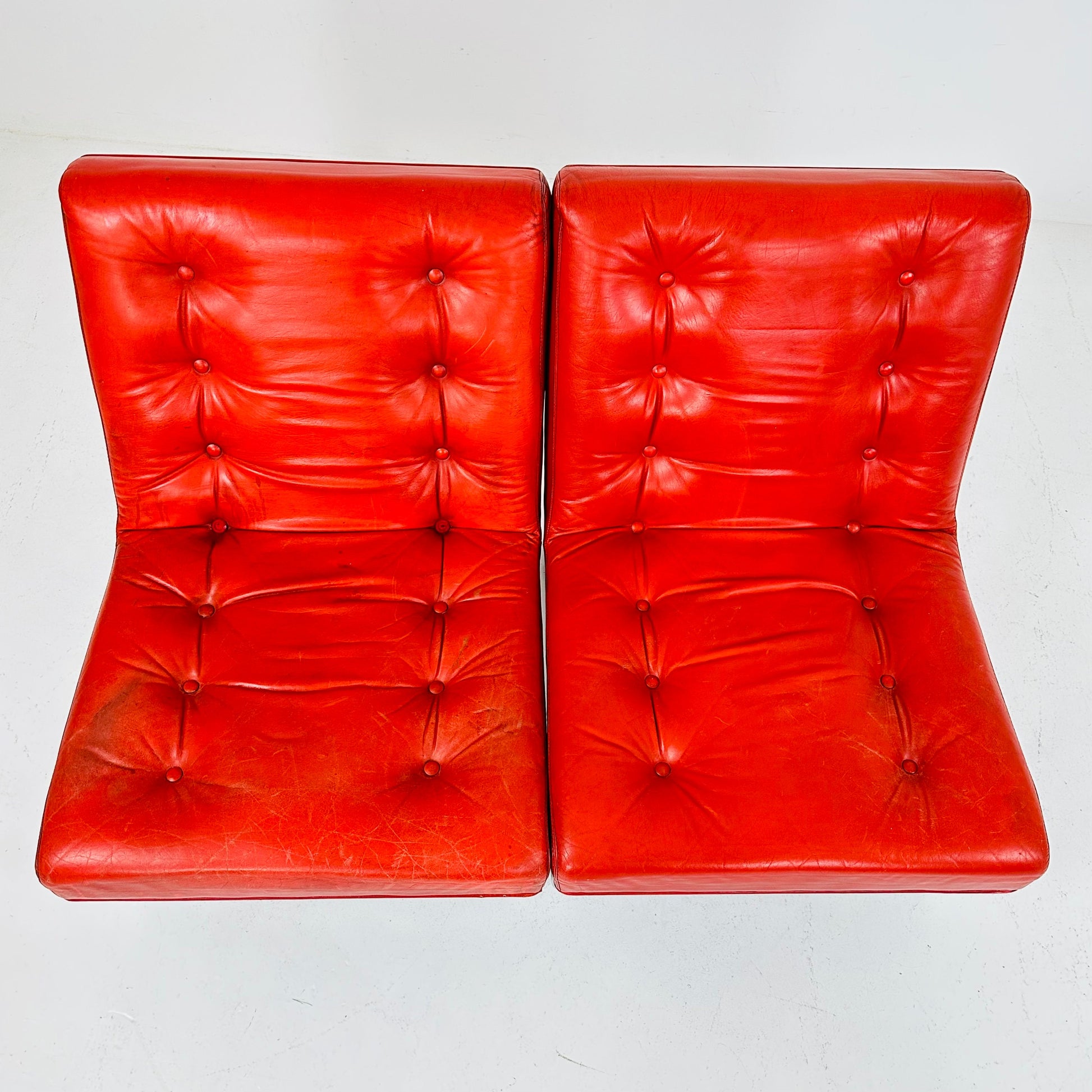 Set of 2 vintage Austrian low lounge chairs By Wiesner Hager Austria 1960s