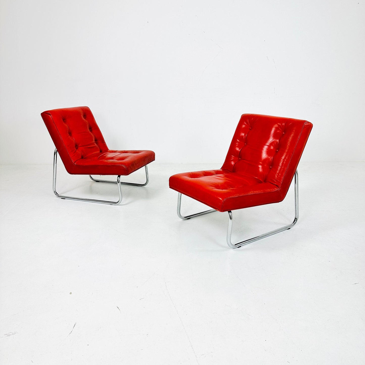Set of 2 vintage Austrian low lounge chairs By Wiesner Hager Austria 1960s