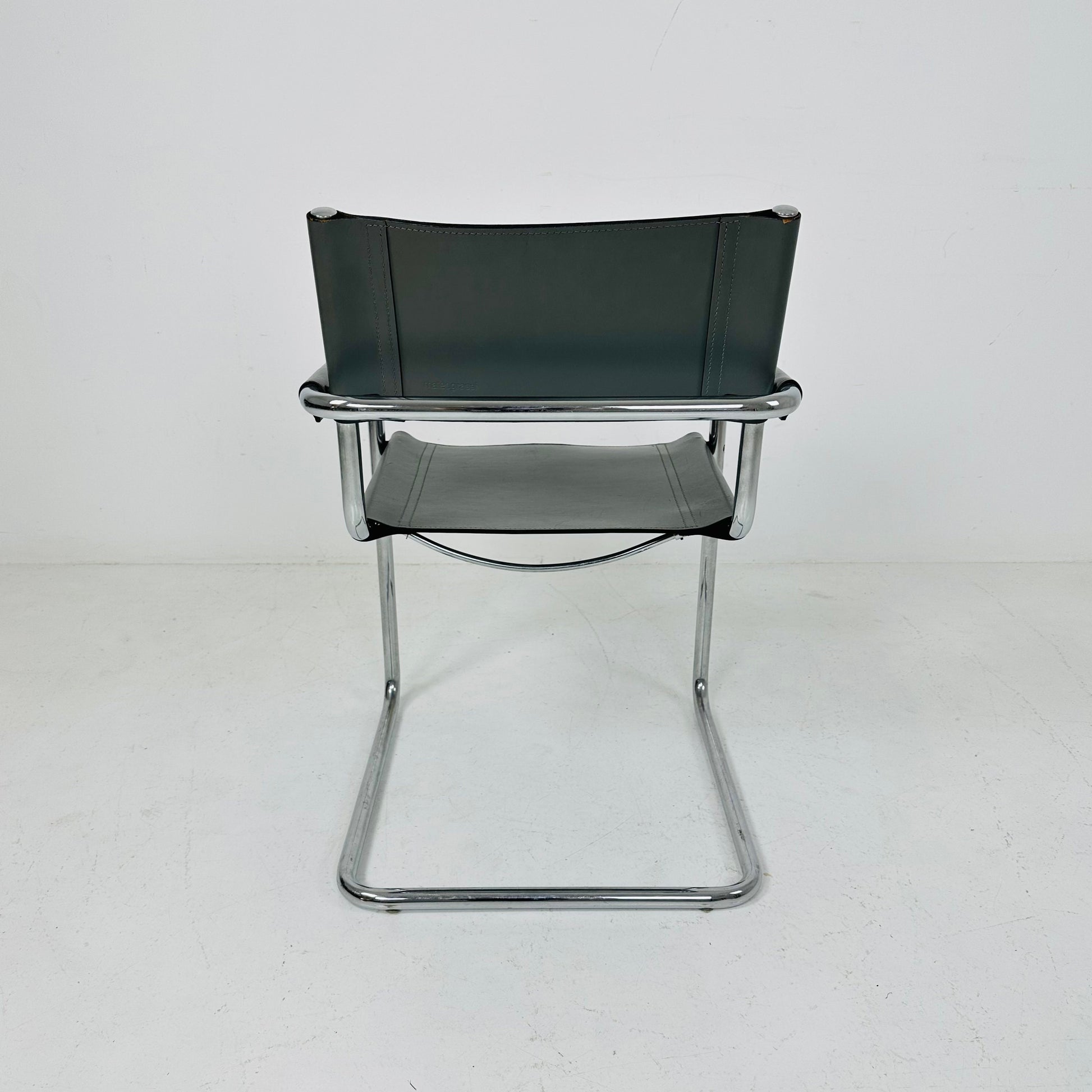 vintage Matteo Grassi Mg5 leather cantilevered chairs by Mart Stam italy 1980s