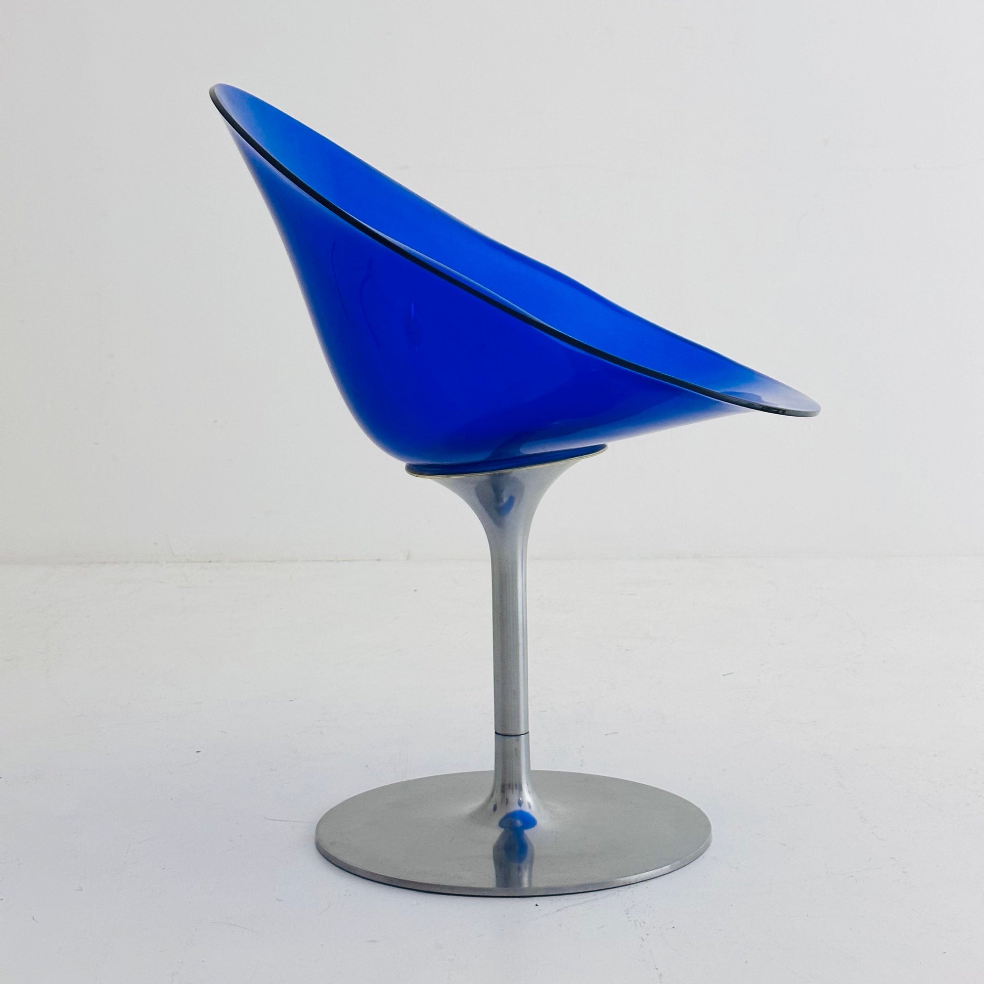 yellow Eros chair with aluminum swivel base by Philippe Starck for Kartell. Italy.