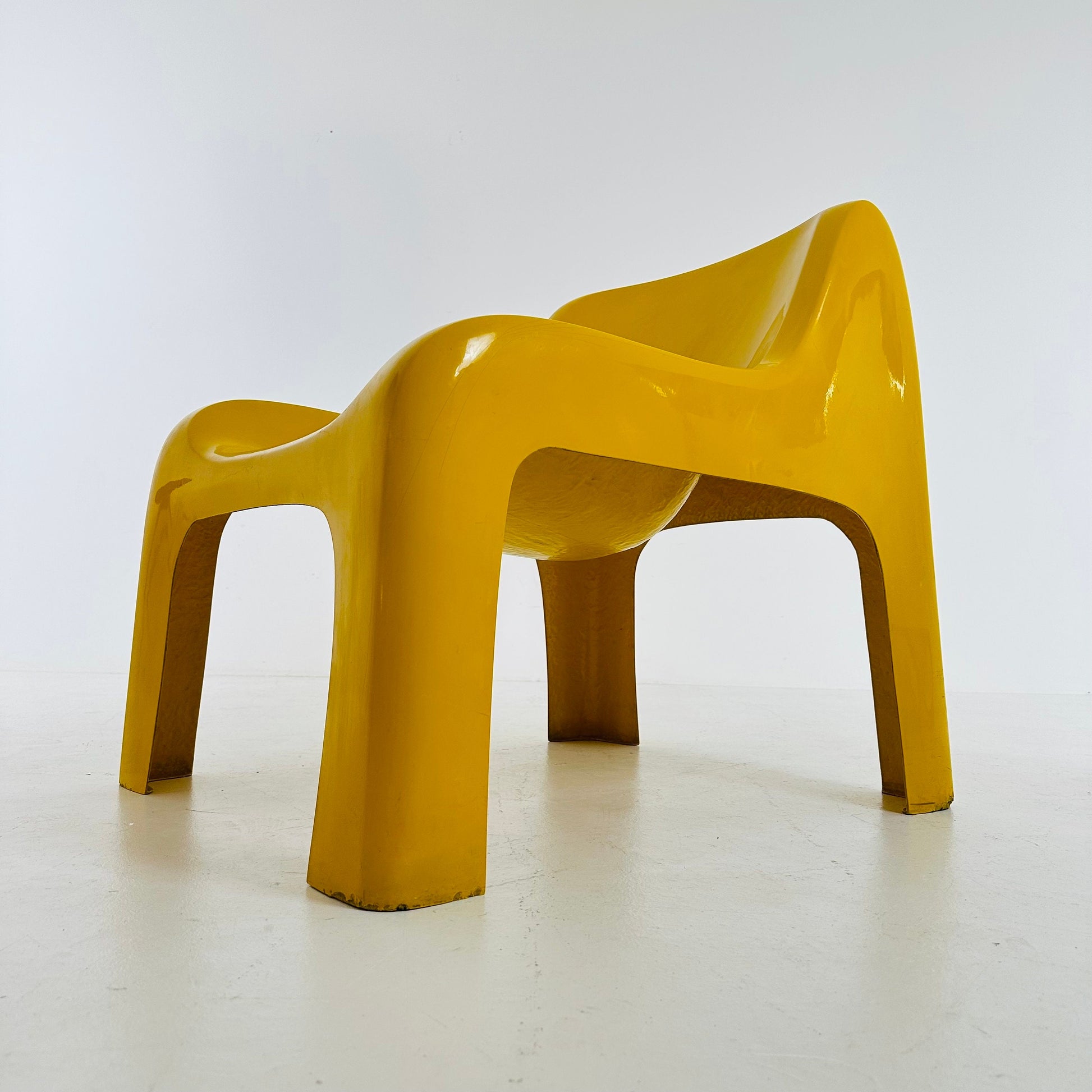 Space Age vintage lounge chair model Anatomial yellow color by Ahti Kotikoski 1968s for Asko Finland.