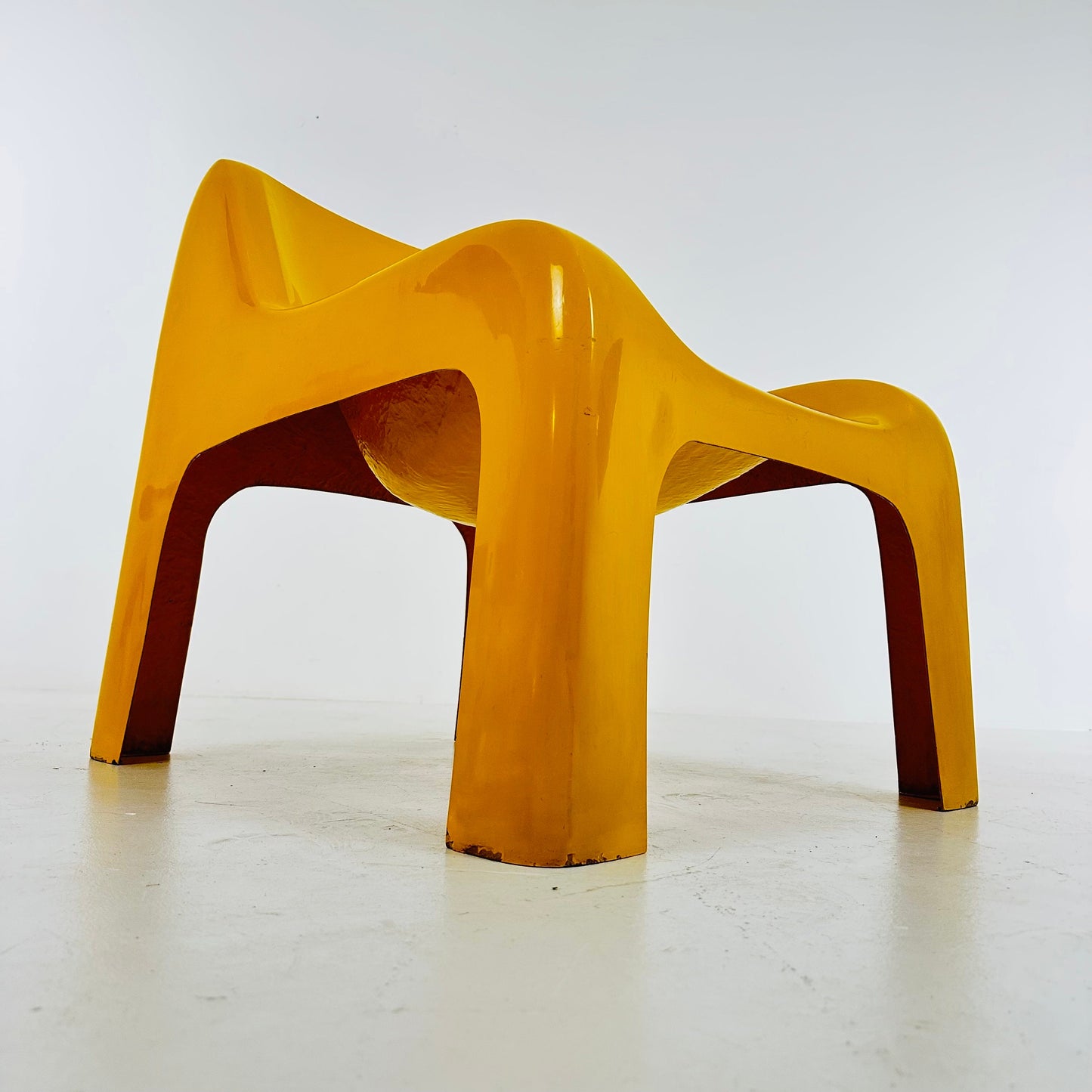 Space Age vintage lounge chair model Anatomial yellow color by Ahti Kotikoski 1968s for Asko Finland.
