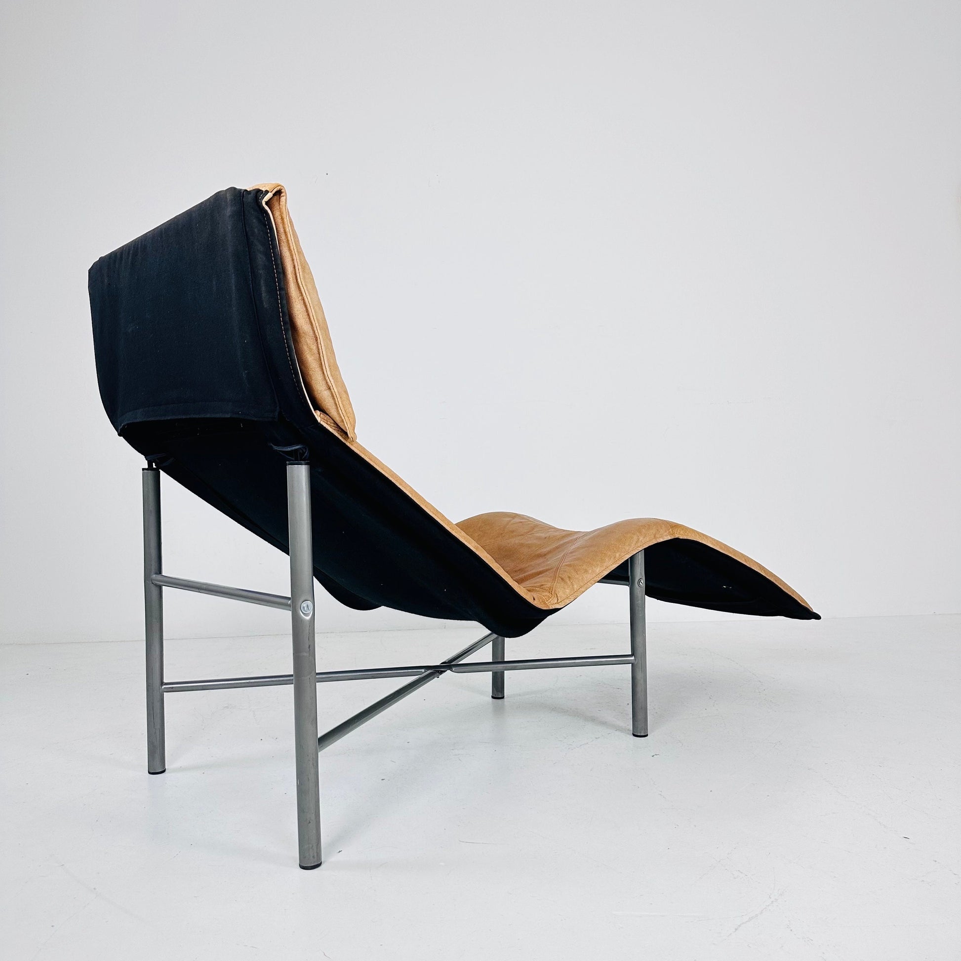 Mid century scandinavian Skye lounge chair by Tord BJORKLUND for Ikea in cognac leather 1970s
