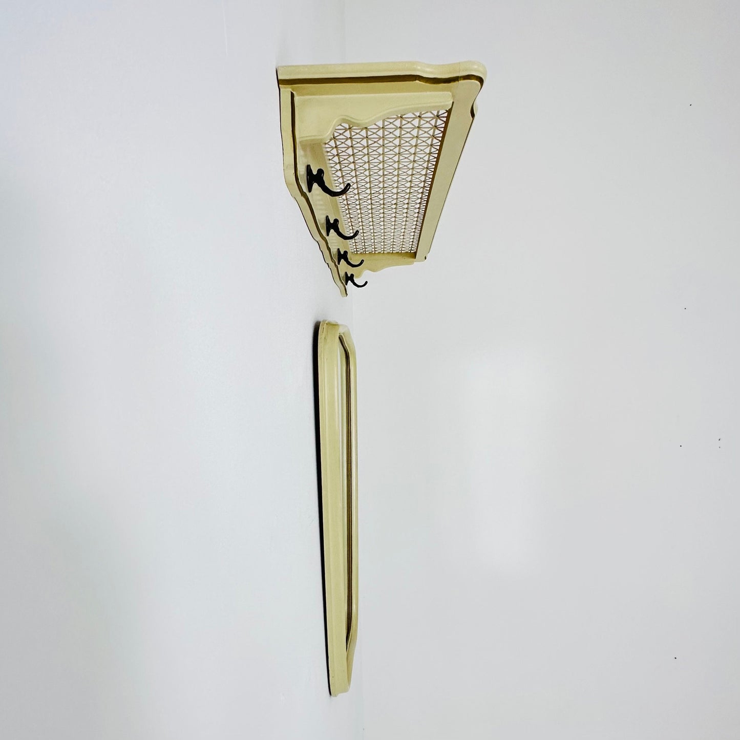 Mid-century wooden Frame Minimalist Mirror and shelf , 1950s, Germany by Mann Möbel