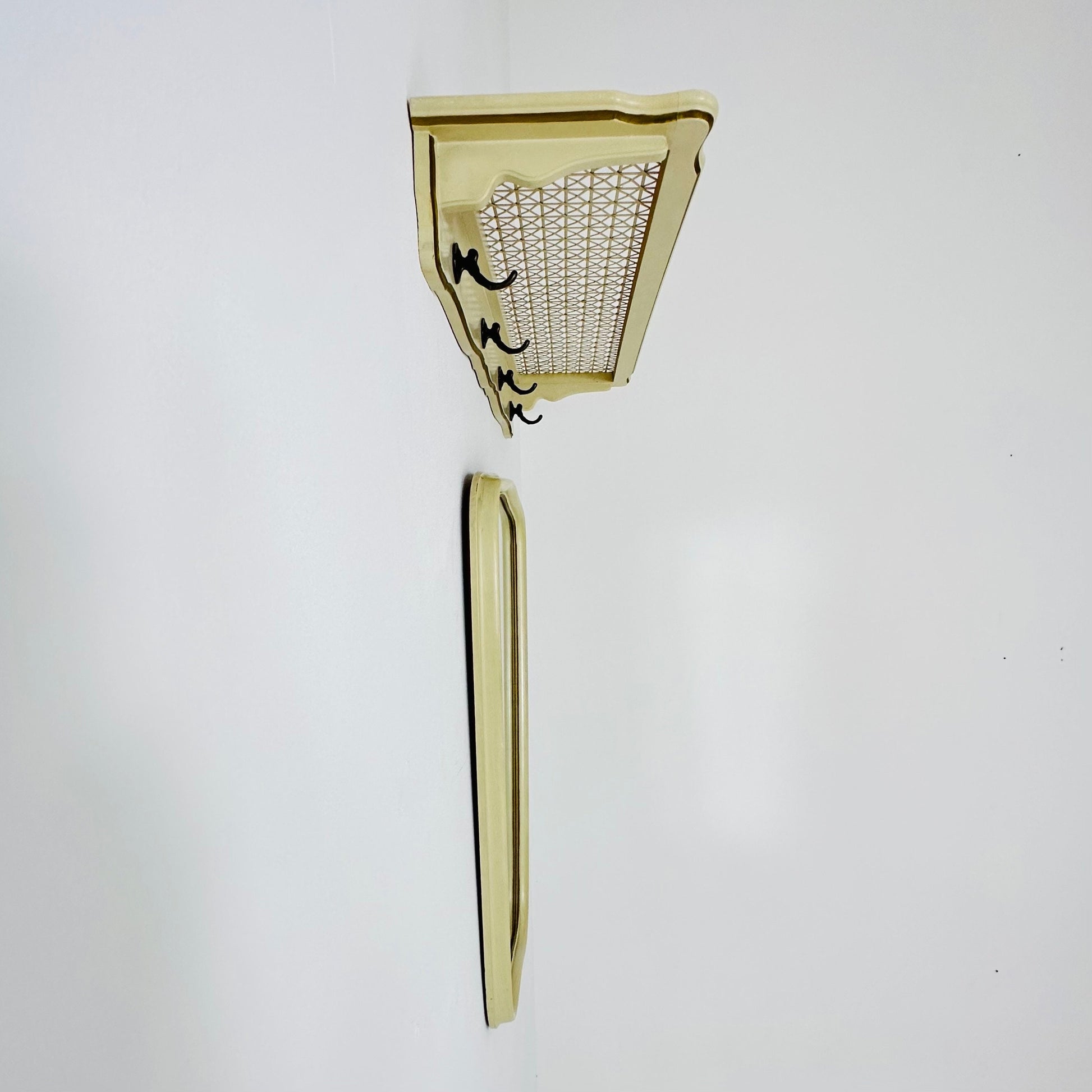 Mid-century wooden Frame Minimalist Mirror and shelf , 1950s, Germany by Mann Möbel