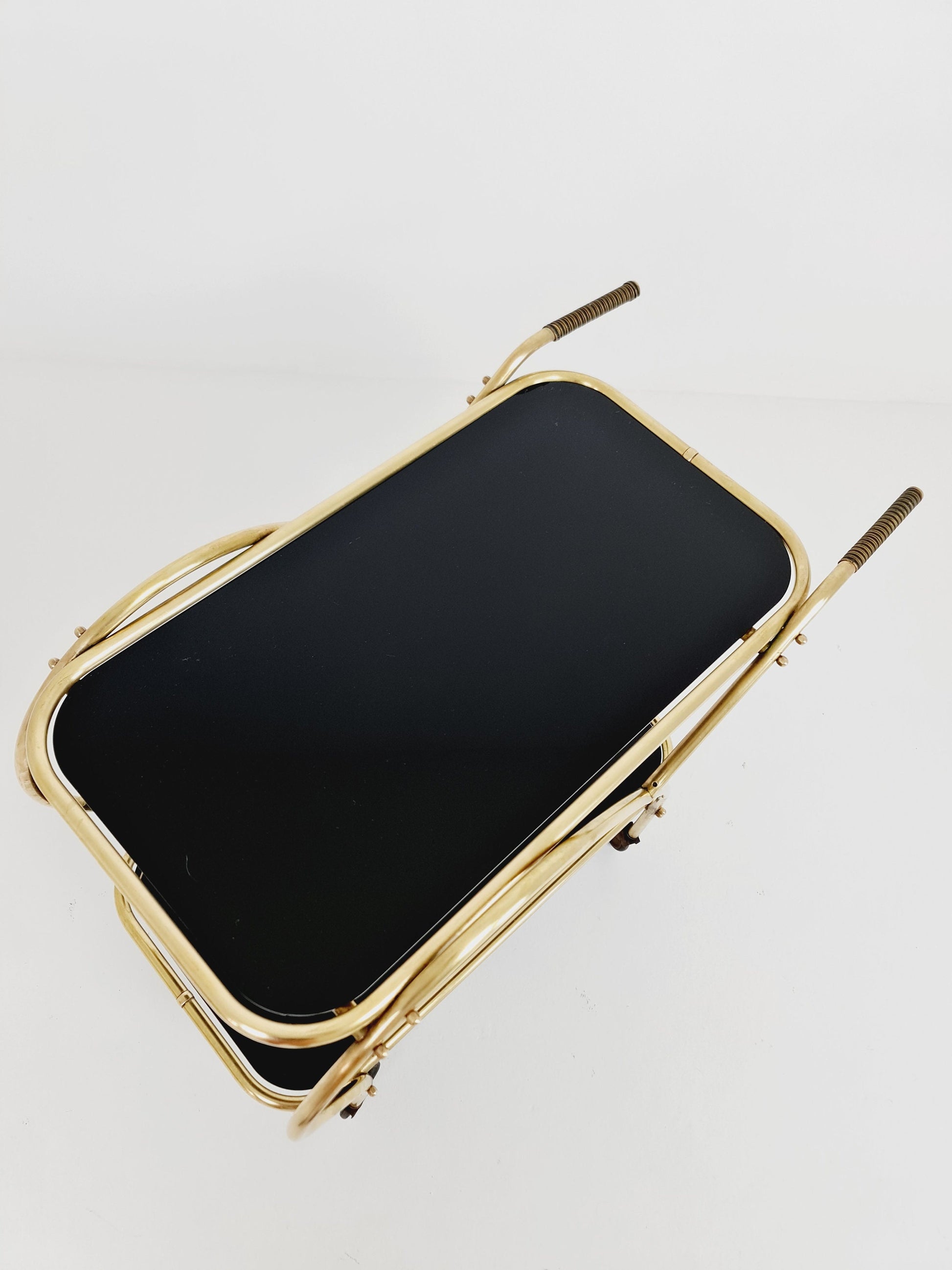German trolley brass with black glass from the 1970s