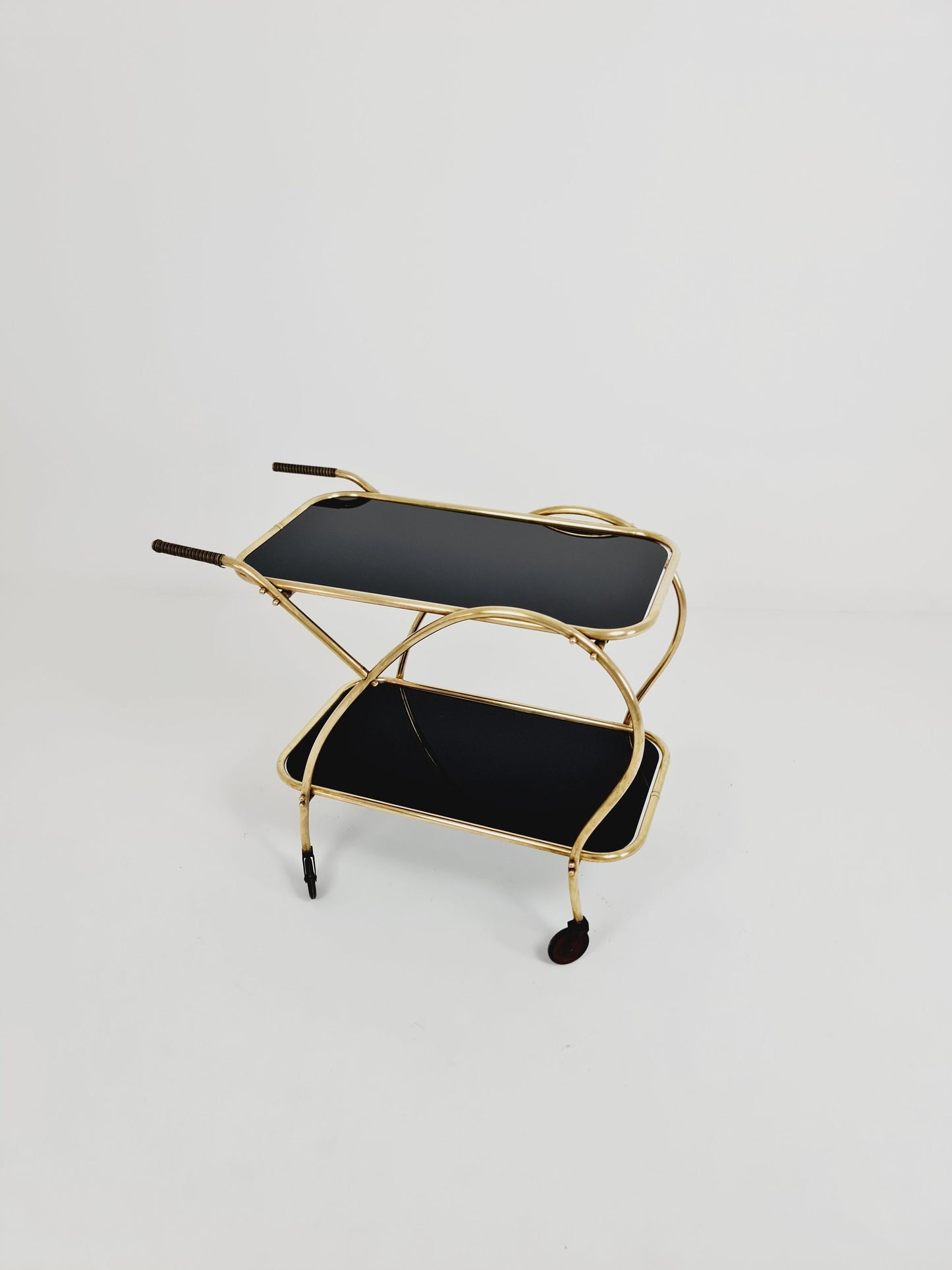 German trolley brass with black glass from the 1970s