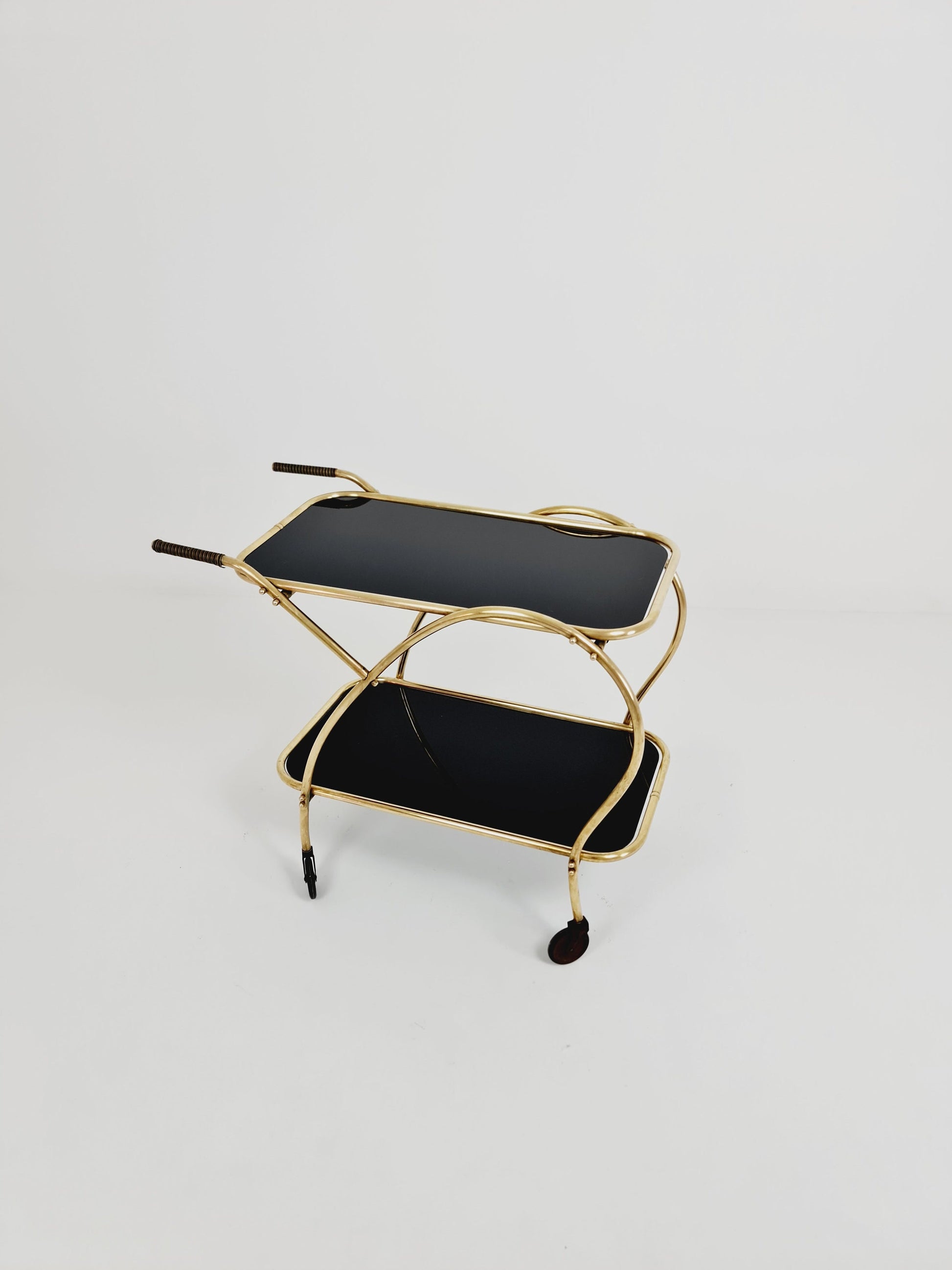 German trolley brass with black glass from the 1970s