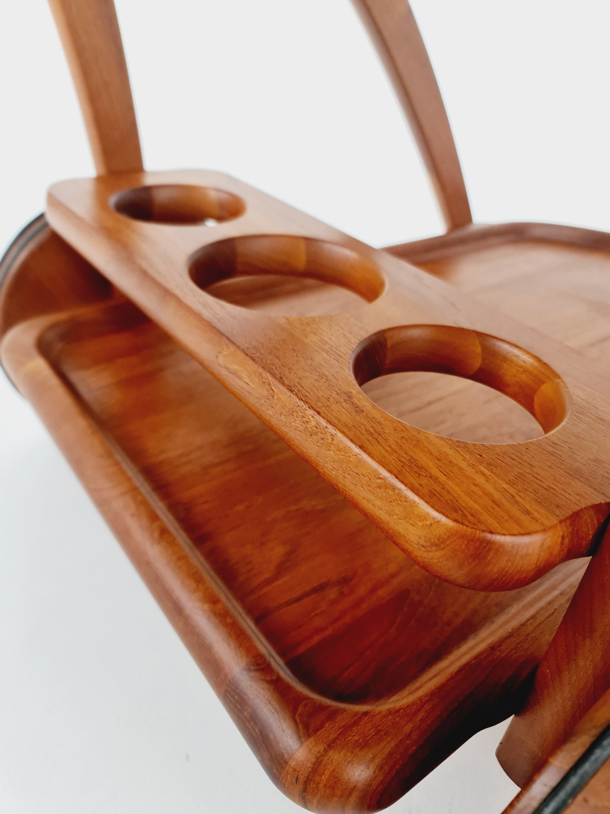 Super Rare mid century Danish trolley, bar cart in solid teak By Kjeni Merløse Denmark, 1970s